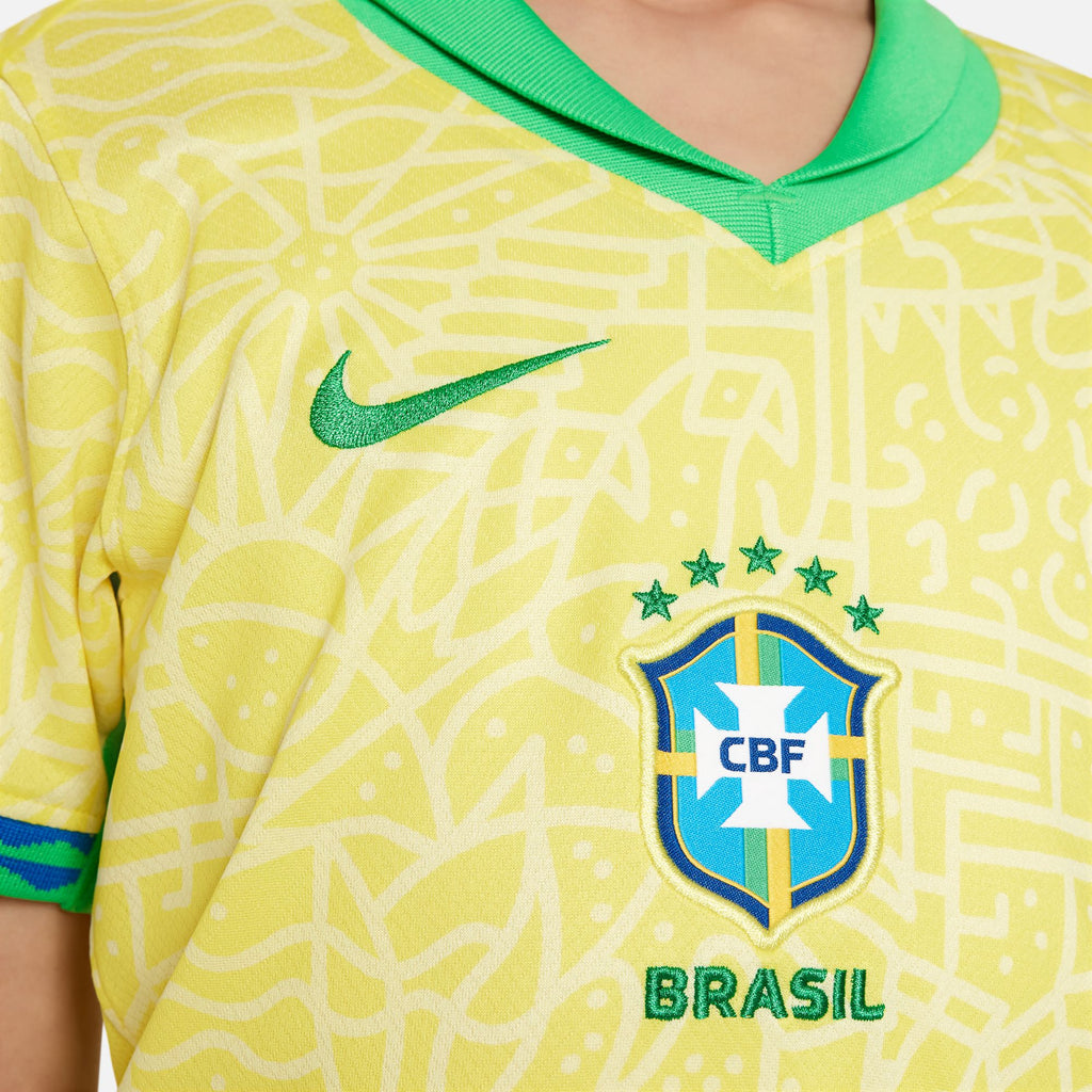 Nike Brazil 2024 Stadium Home Little Kids' Dri-FIT Soccer Replica Jersey - FJ4436-706-NIKE by Nike | Available at Niky's Sports