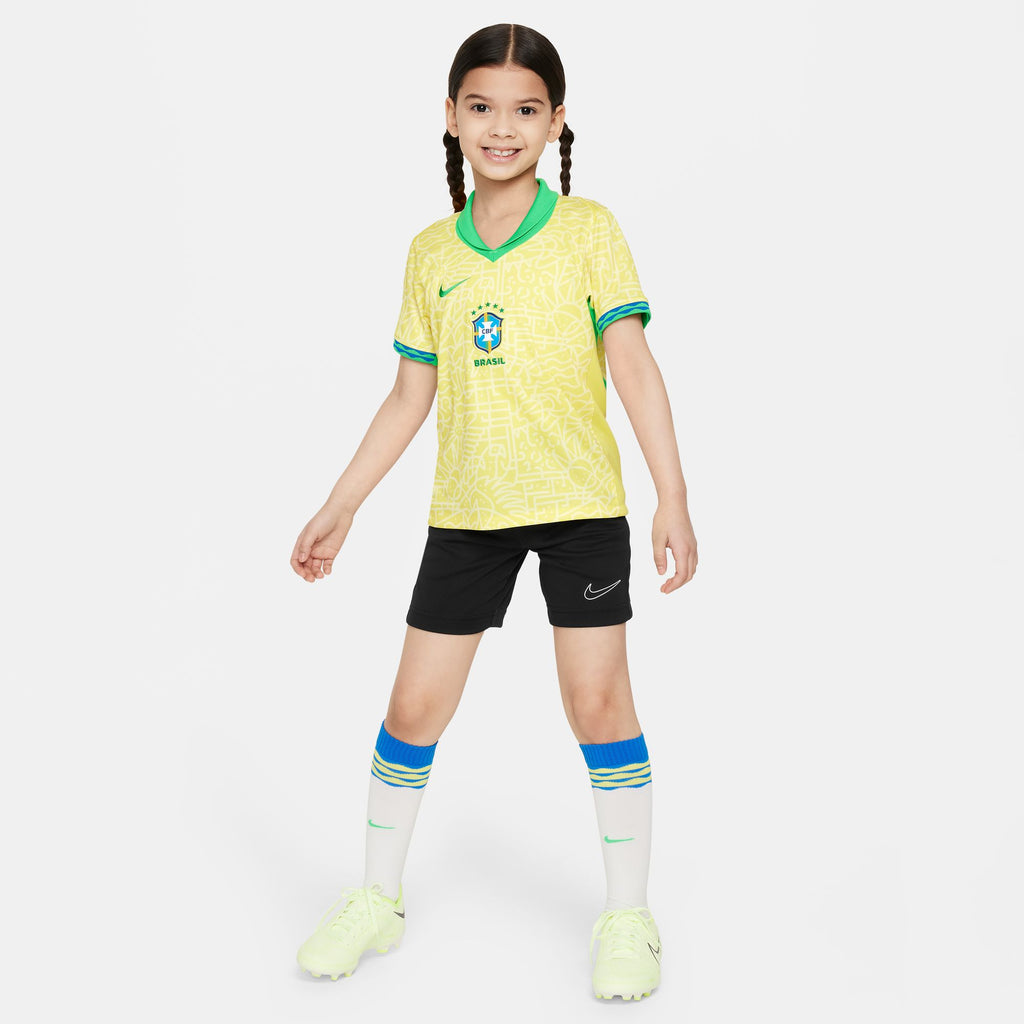 Nike Brazil 2024 Stadium Home Little Kids' Dri-FIT Soccer Replica Jersey - FJ4436-706-NIKE by Nike | Available at Niky's Sports