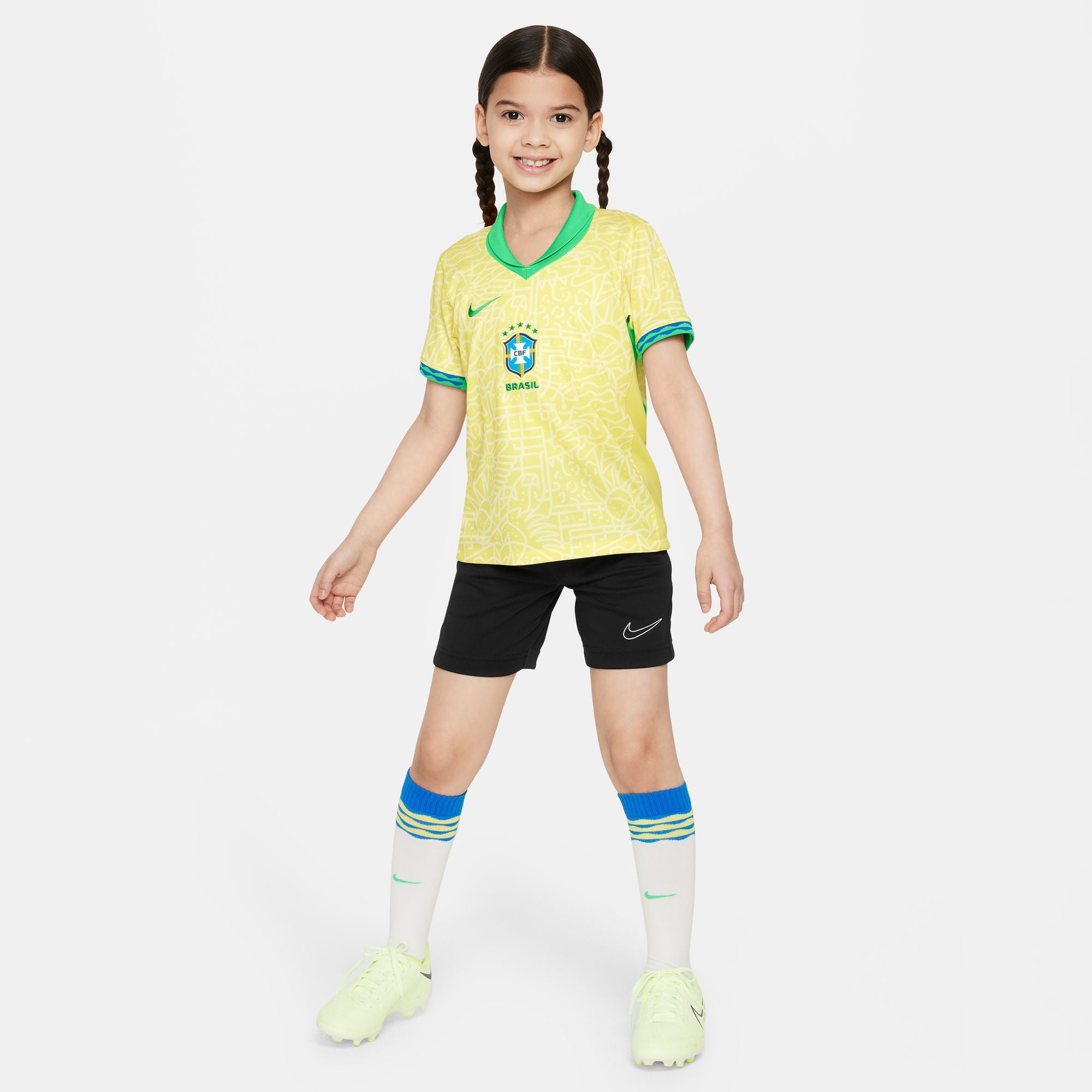 Nike Brazil 2024 Stadium Home Little Kids' Dri-FIT Soccer Replica Jersey - FJ4436-706-NIKE by Nike | Available at Niky's Sports