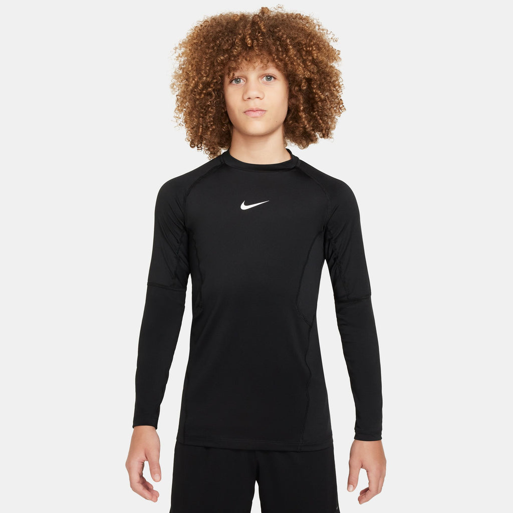 Nike Pro Big Kids' (Boys') Dri-FIT Long-Sleeve Top - FJ6822-010-NIKE by Nike | Available at Niky's Sports