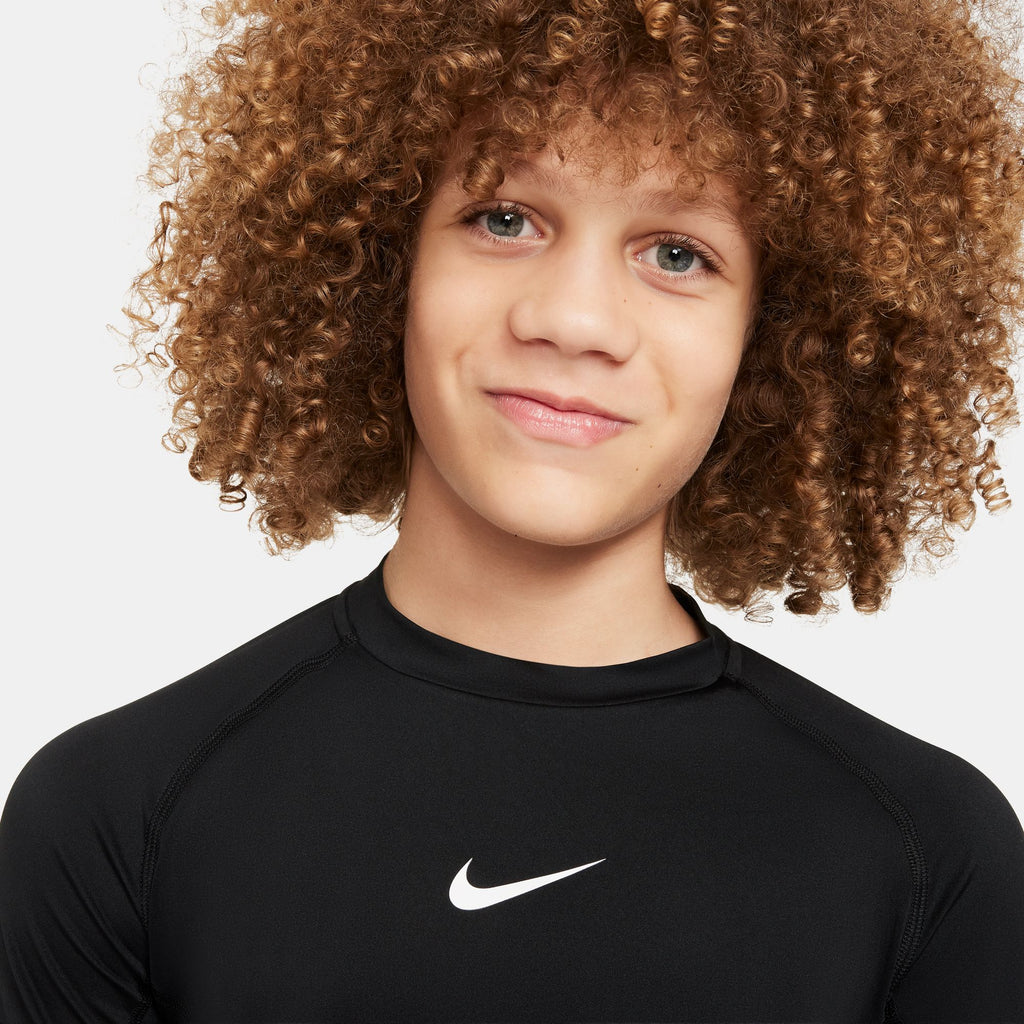Nike Pro Big Kids' (Boys') Dri-FIT Long-Sleeve Top - FJ6822-010-NIKE by Nike | Available at Niky's Sports