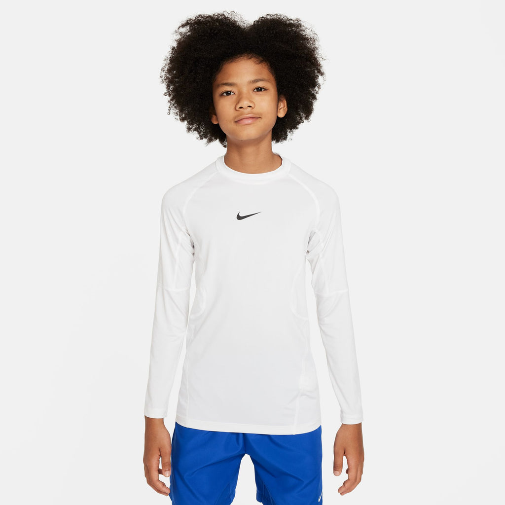 Nike Pro Big Kids' (Boys') Dri-FIT Long-Sleeve Top - FJ6822-100-NIKE by Nike | Available at Niky's Sports