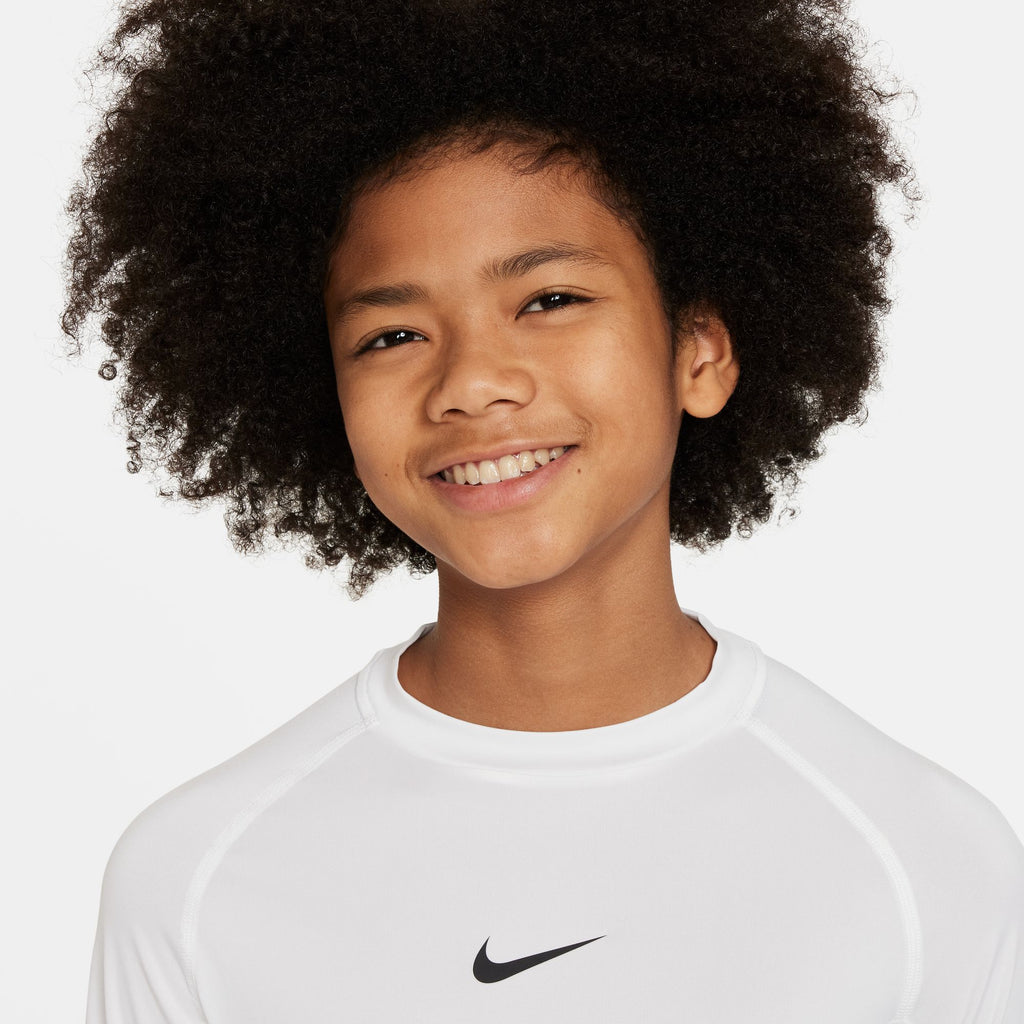 Nike Pro Big Kids' (Boys') Dri-FIT Long-Sleeve Top - FJ6822-100-NIKE by Nike | Available at Niky's Sports