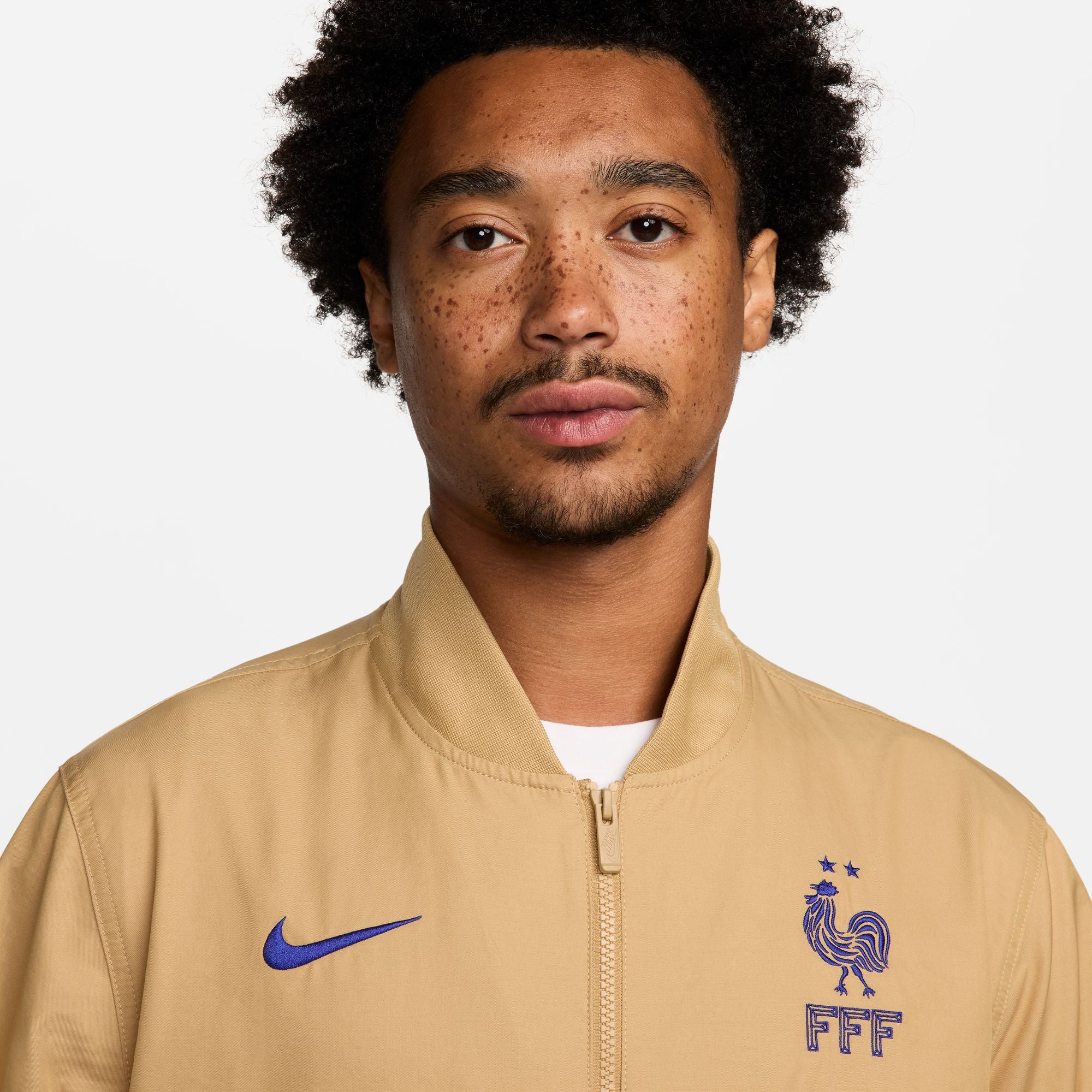 Nike FFF France Sport Essentials Men's Soccer Woven Bomber Jacket - FJ7446-714-NIKE by Nike | Available at Niky's Sports