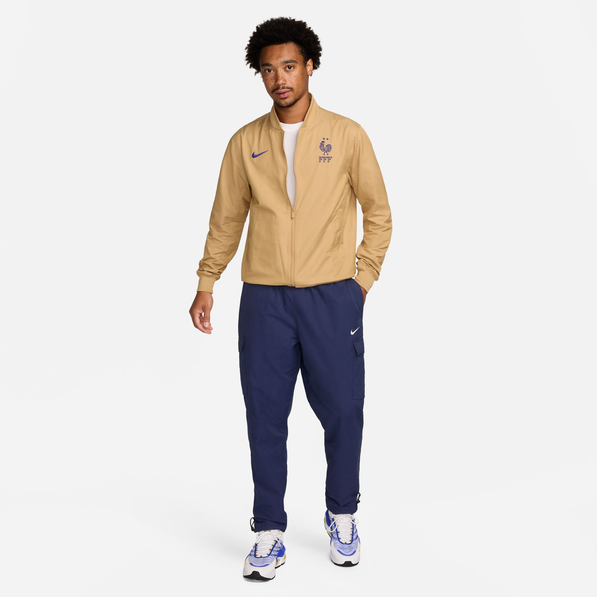 Nike FFF France Sport Essentials Men's Soccer Woven Bomber Jacket - FJ7446-714-NIKE by Nike | Available at Niky's Sports