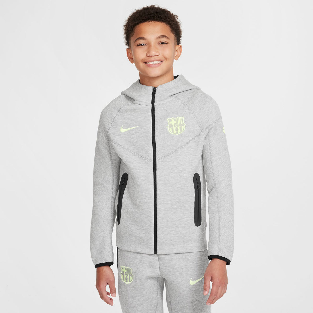Nike FC Barcelona Tech Fleece Big Kids&#39; (Boys&#39;) Soccer Full-Zip Hoodie - FN8500-065-NIKE by Nike | Available at Niky&#39;s Sports
