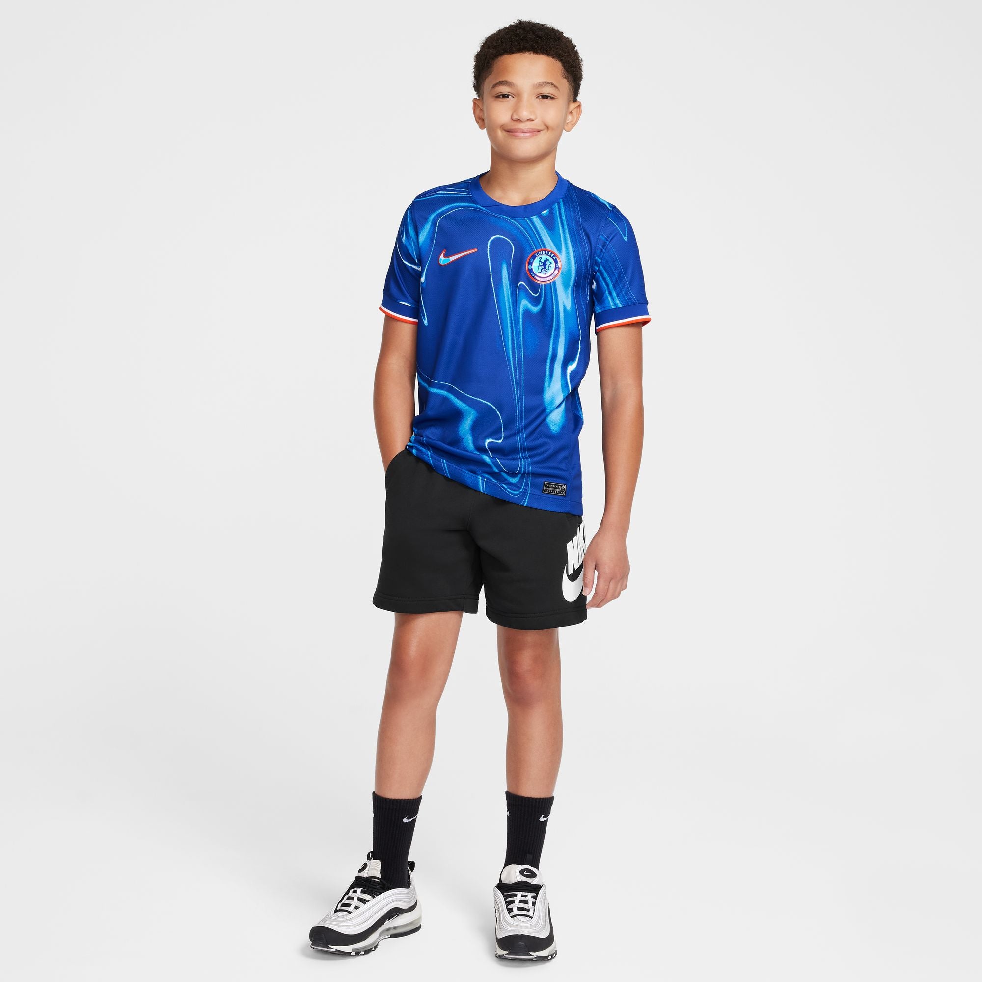 Nike Chelsea FC 2024/25 Stadium Home Big Kids' Dri-FIT Soccer Replica Jersey - FN9124-496-NIKE by Nike | Available at Niky's Sports