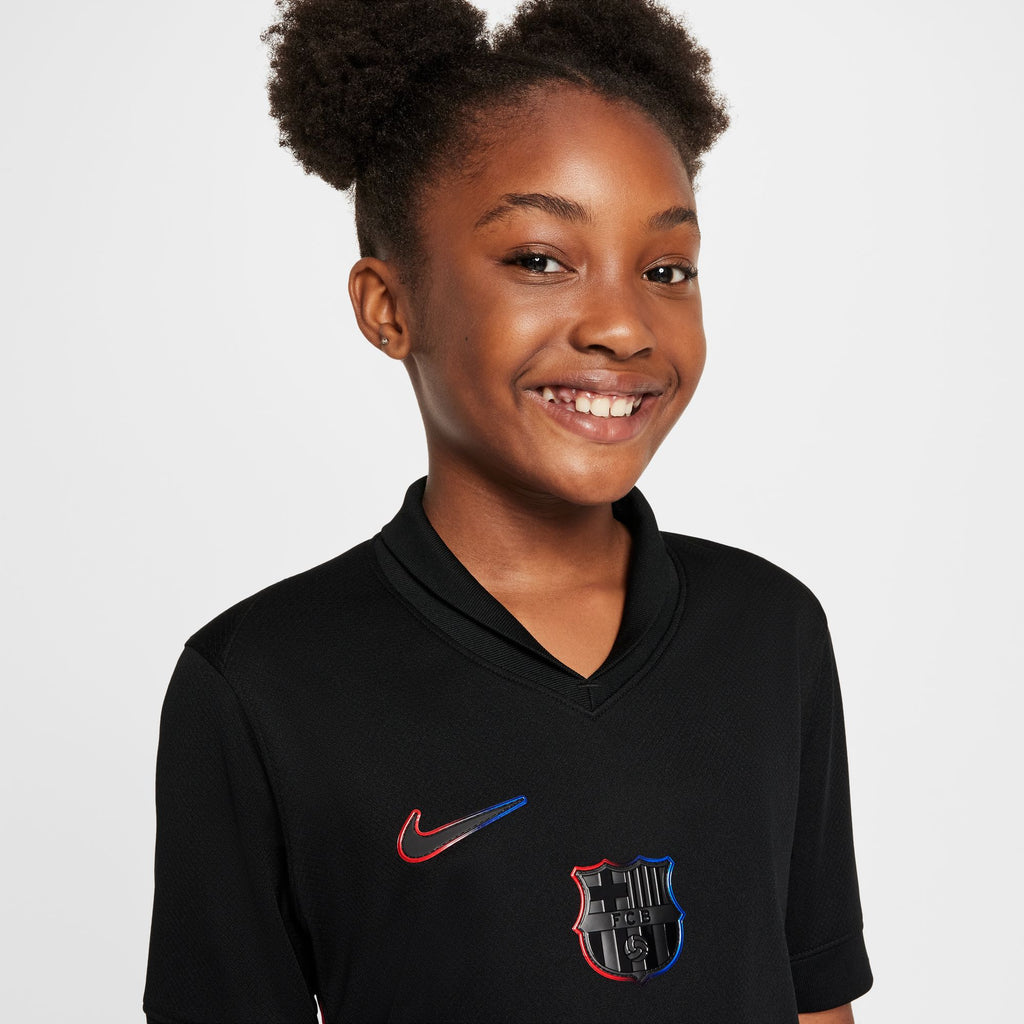 Nike FC Barcelona 2024/25 Stadium Away Big Kids' Nike Dri-FIT Soccer Replica Jersey - FN9148-010-NIKE by Nike | Available at Niky's Sports