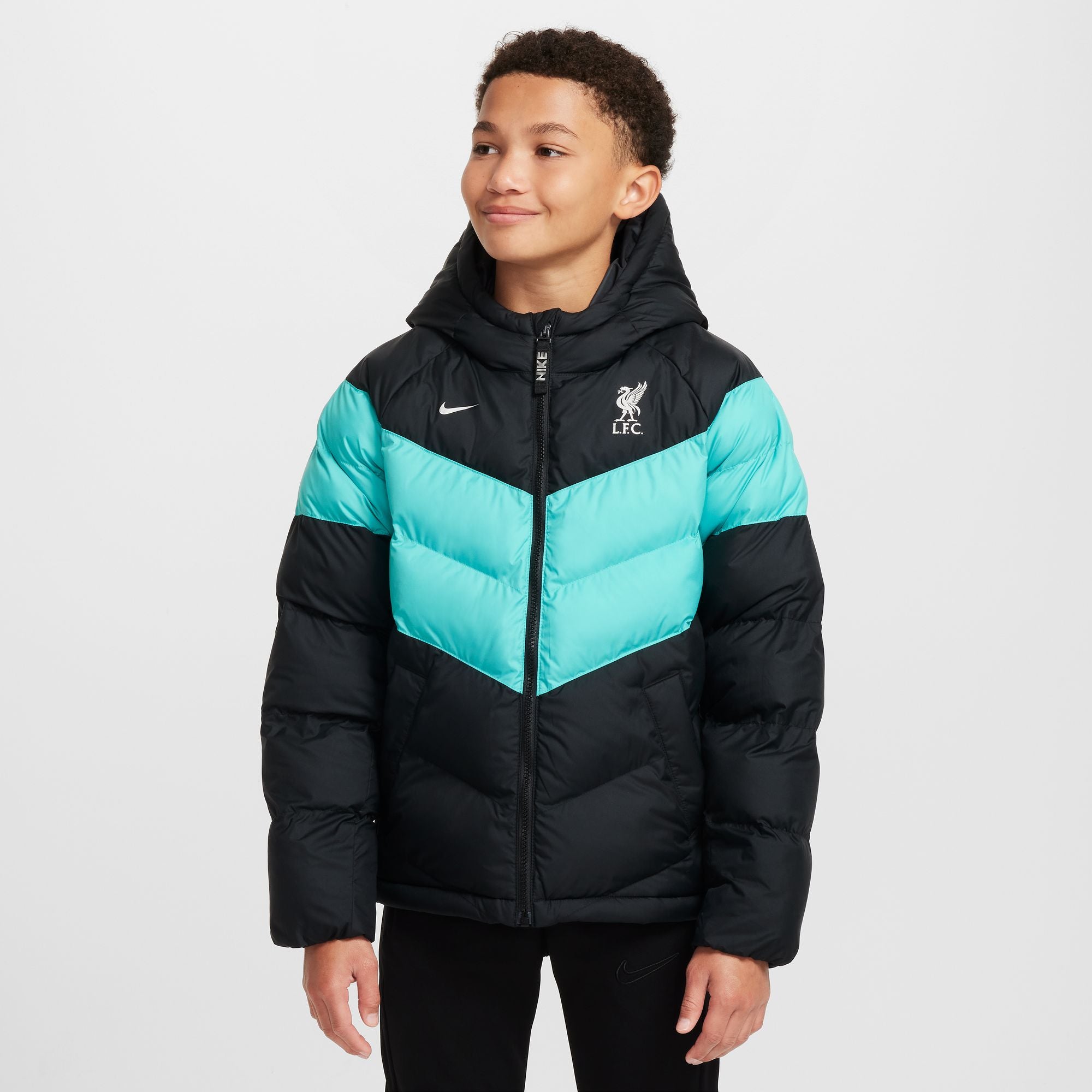 Nike Liverpool FC Big Kids' Soccer Synthetic-Fill Hooded Jacket - FQ3424-010-NIKE by Nike | Available at Niky's Sports