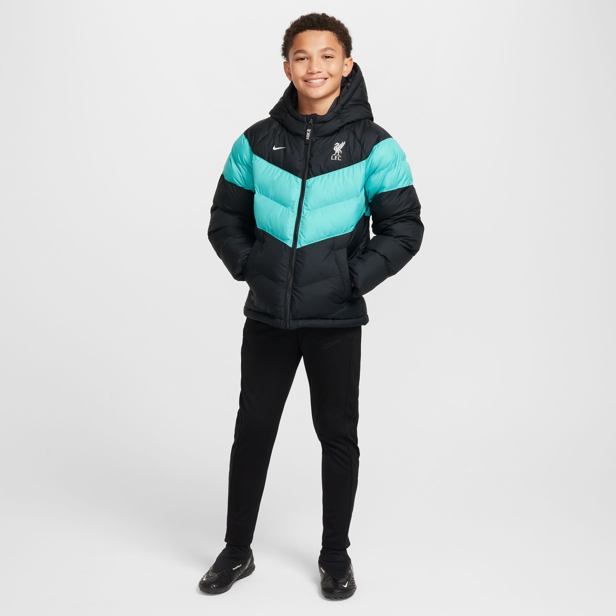 Nike Liverpool FC Big Kids' Soccer Synthetic-Fill Hooded Jacket - FQ3424-010-NIKE by Nike | Available at Niky's Sports
