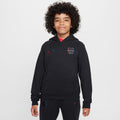 NIKE FC BARCELONA BIG KIDS' FLEECE PULLOVER HOODIE - FQ3469-010-NIKE by Nike | Available at Niky's Sports