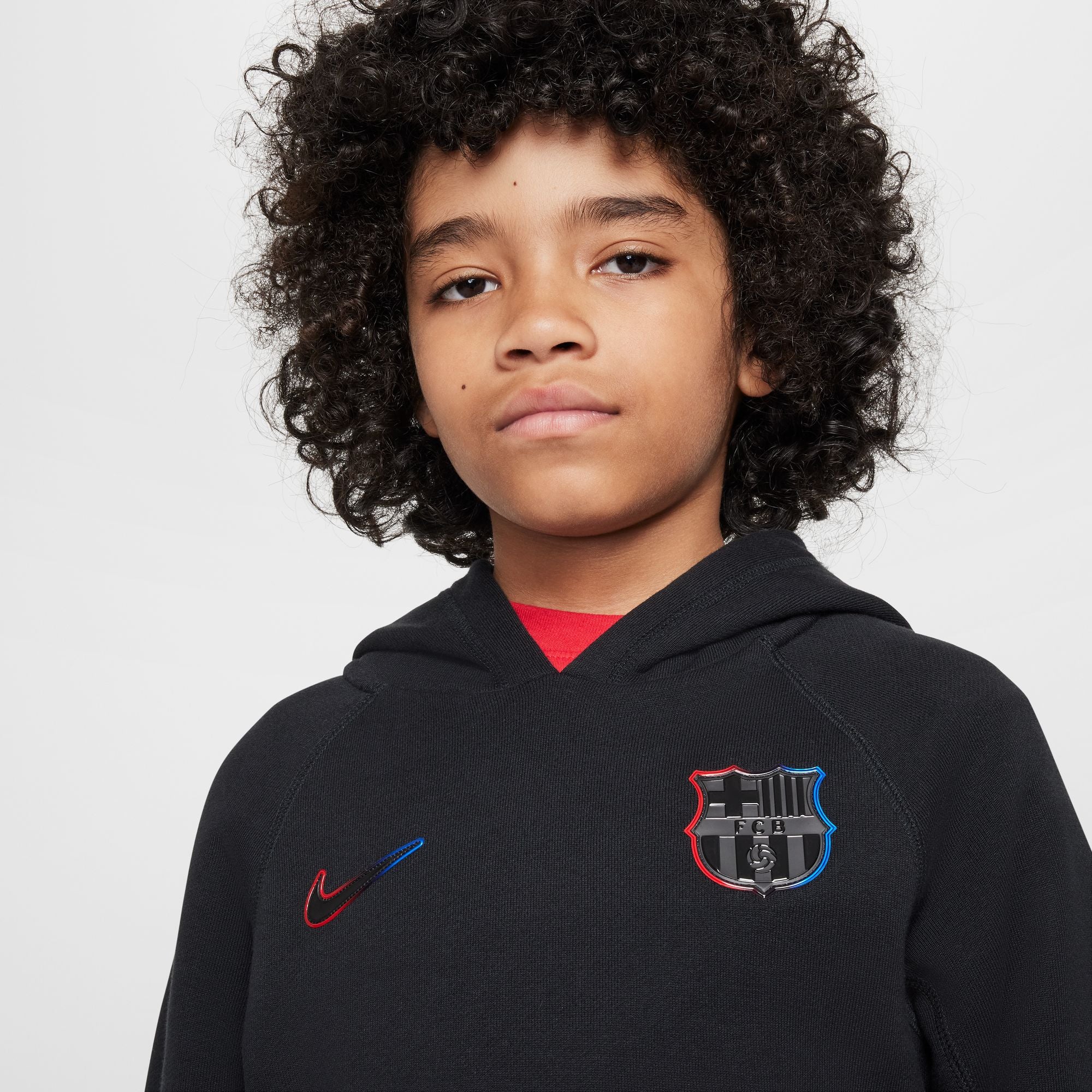 NIKE FC BARCELONA BIG KIDS' FLEECE PULLOVER HOODIE - FQ3469-010-NIKE by Nike | Available at Niky's Sports