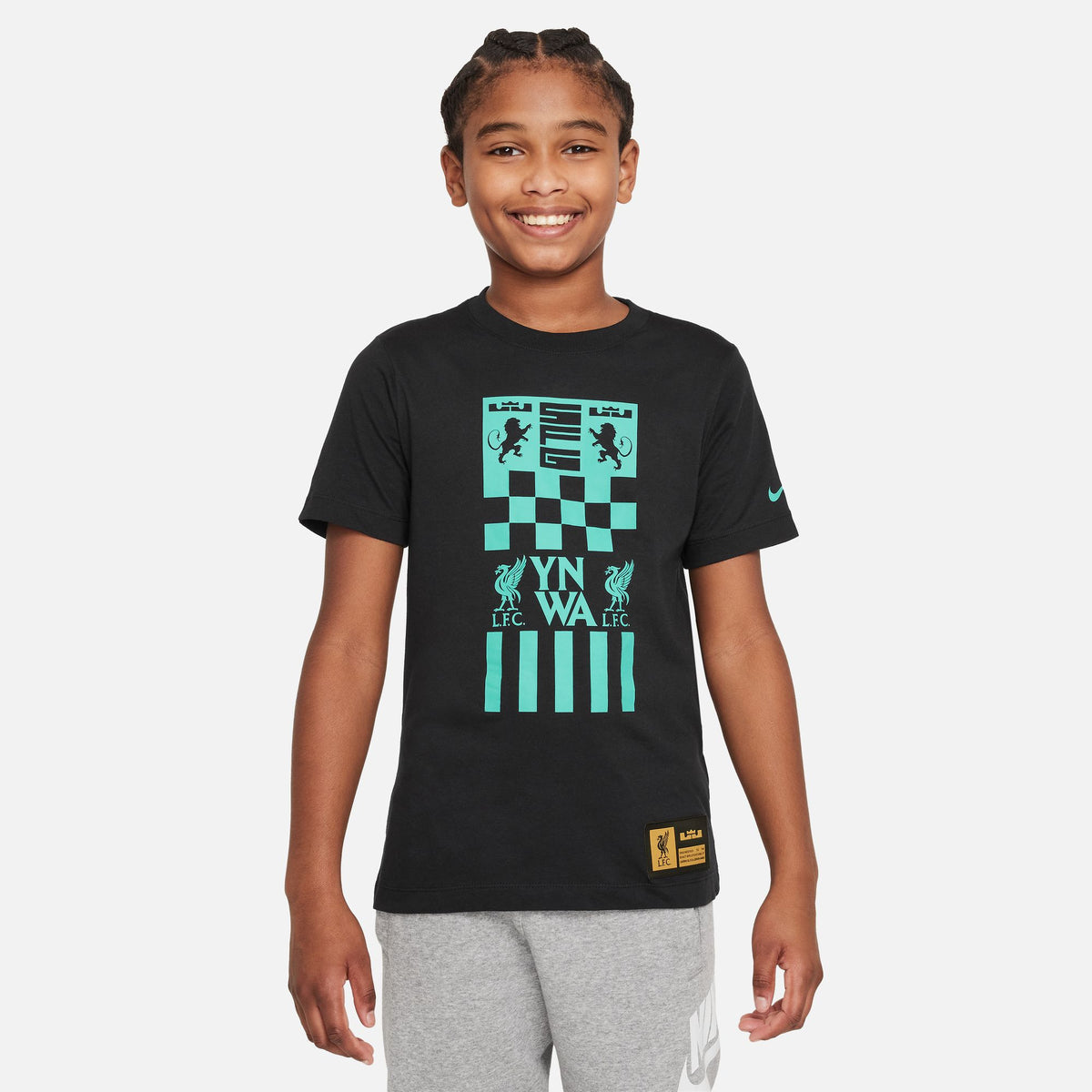 Nike LeBron x Liverpool FC Big Kids&#39; Soccer T-Shirt - FQ6578-010-NIKE by Nike | Available at Niky&#39;s Sports