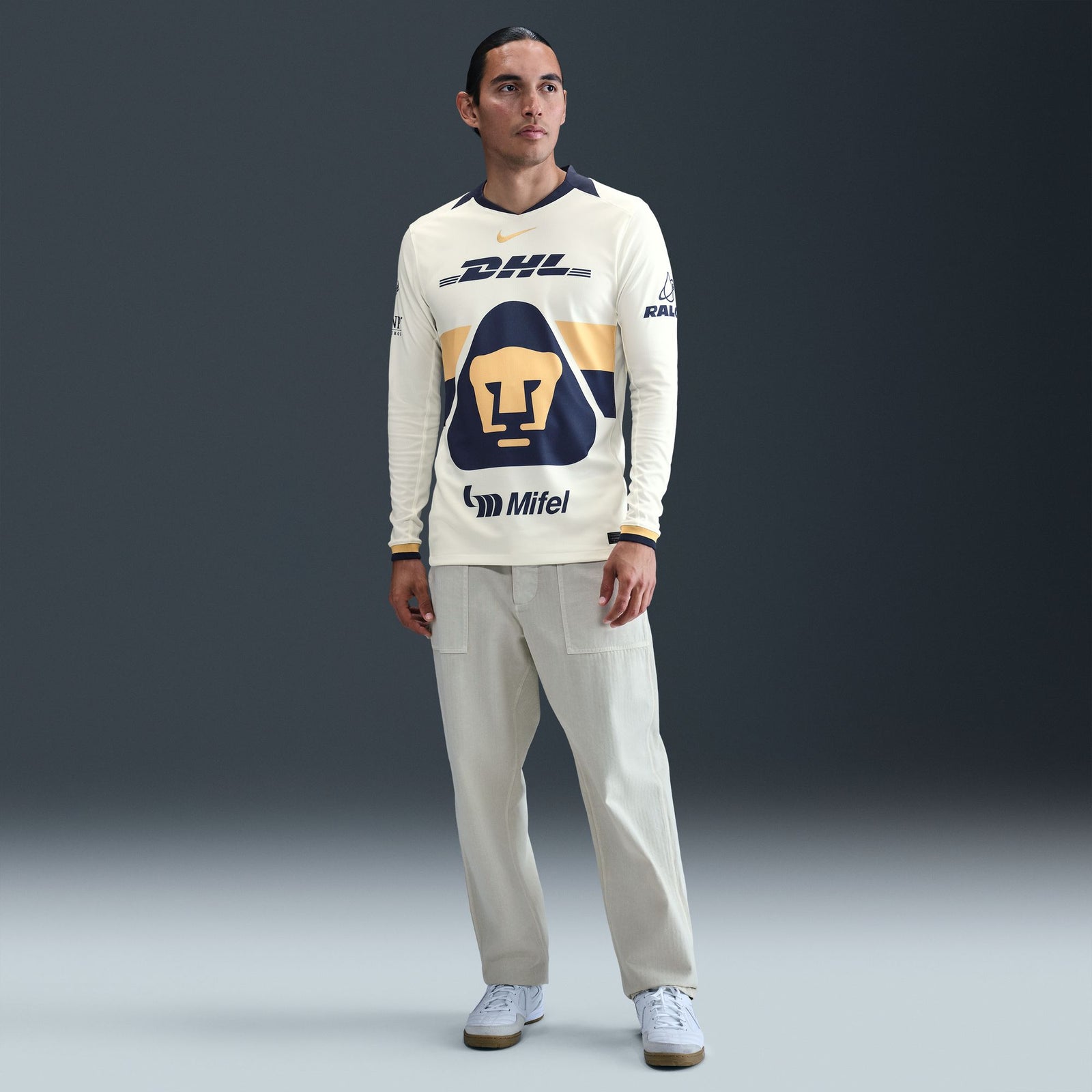 Nike Pumas UNAM 2025/26 Stadium Home Men's Dri-FIT Soccer Replica Long-Sleeve Jersey - HJ4613-133-NIKE by Nike | Available at Niky's Sports