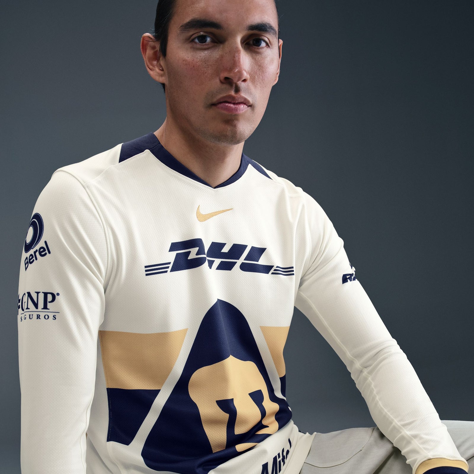 Nike Pumas UNAM 2025/26 Stadium Home Men's Dri-FIT Soccer Replica Long-Sleeve Jersey - HJ4613-133-NIKE by Nike | Available at Niky's Sports