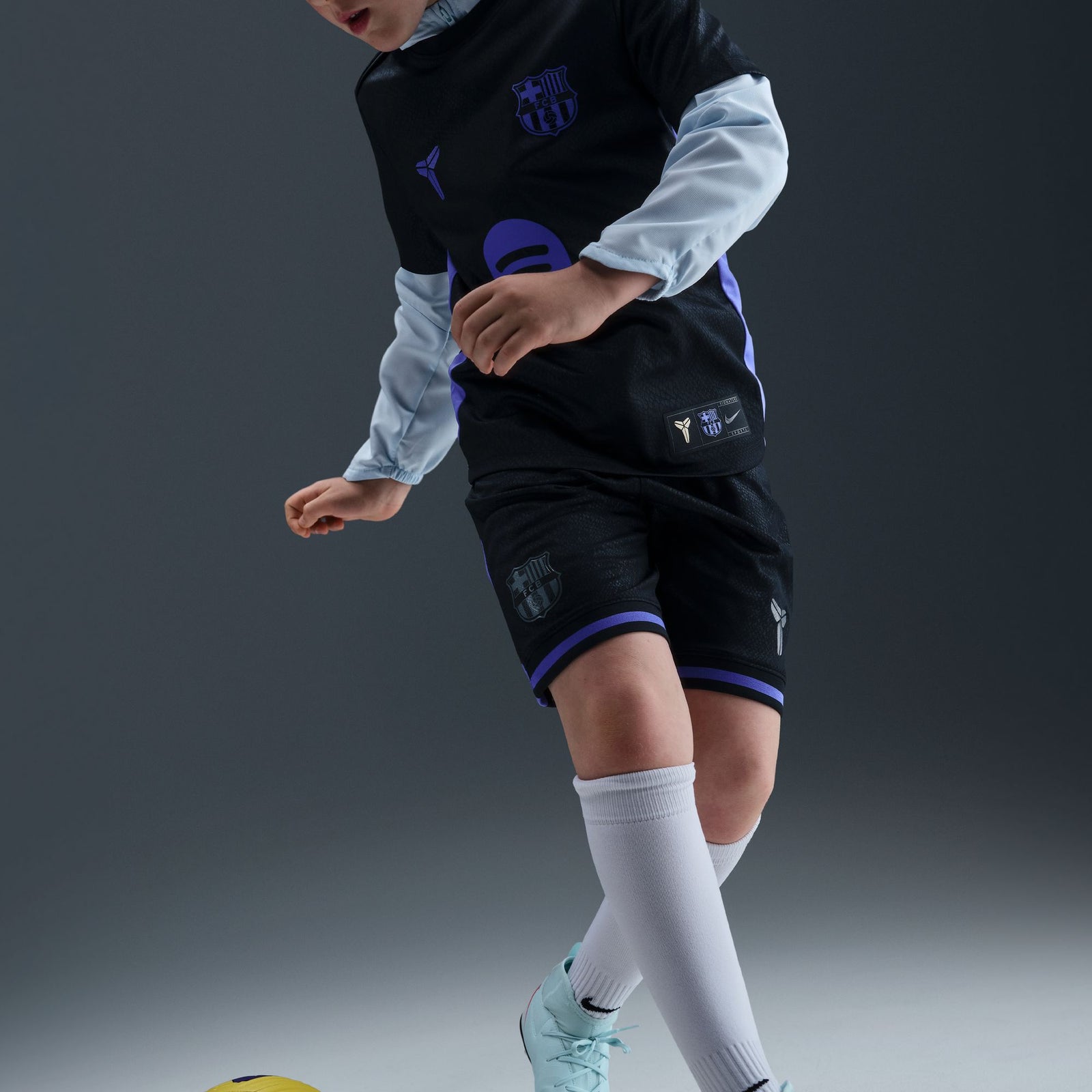 Nike Kobe Bryant FC Barcelona 2025/26 Stadium Away Big Kids' Dri-FIT Soccer Replica Shorts - HJ5588-010-NIKE by Nike | Available at Niky's Sports