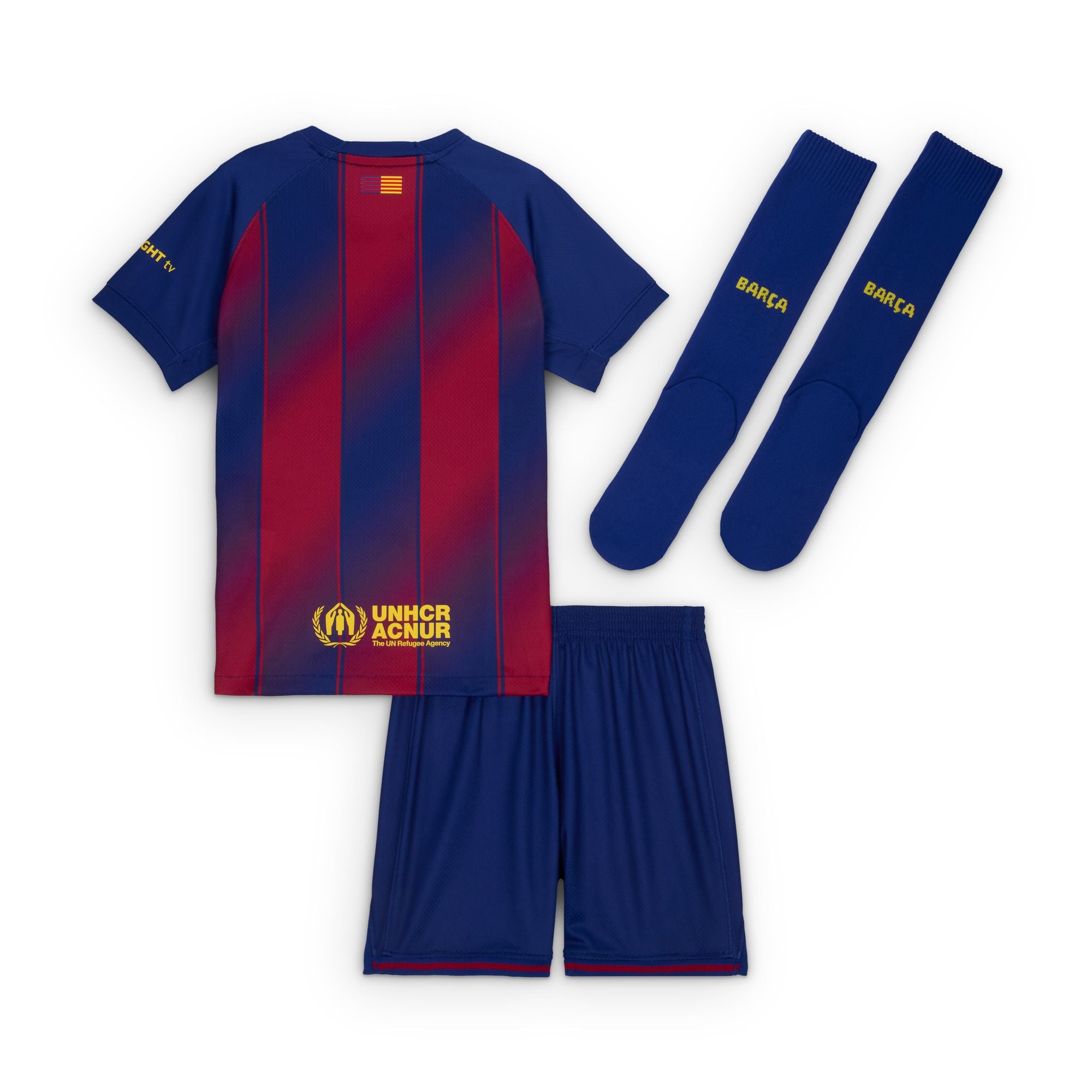 Nike FC Barcelona 2025/26 Stadium Home Little Kids' Soccer Replica 3-Piece Kit