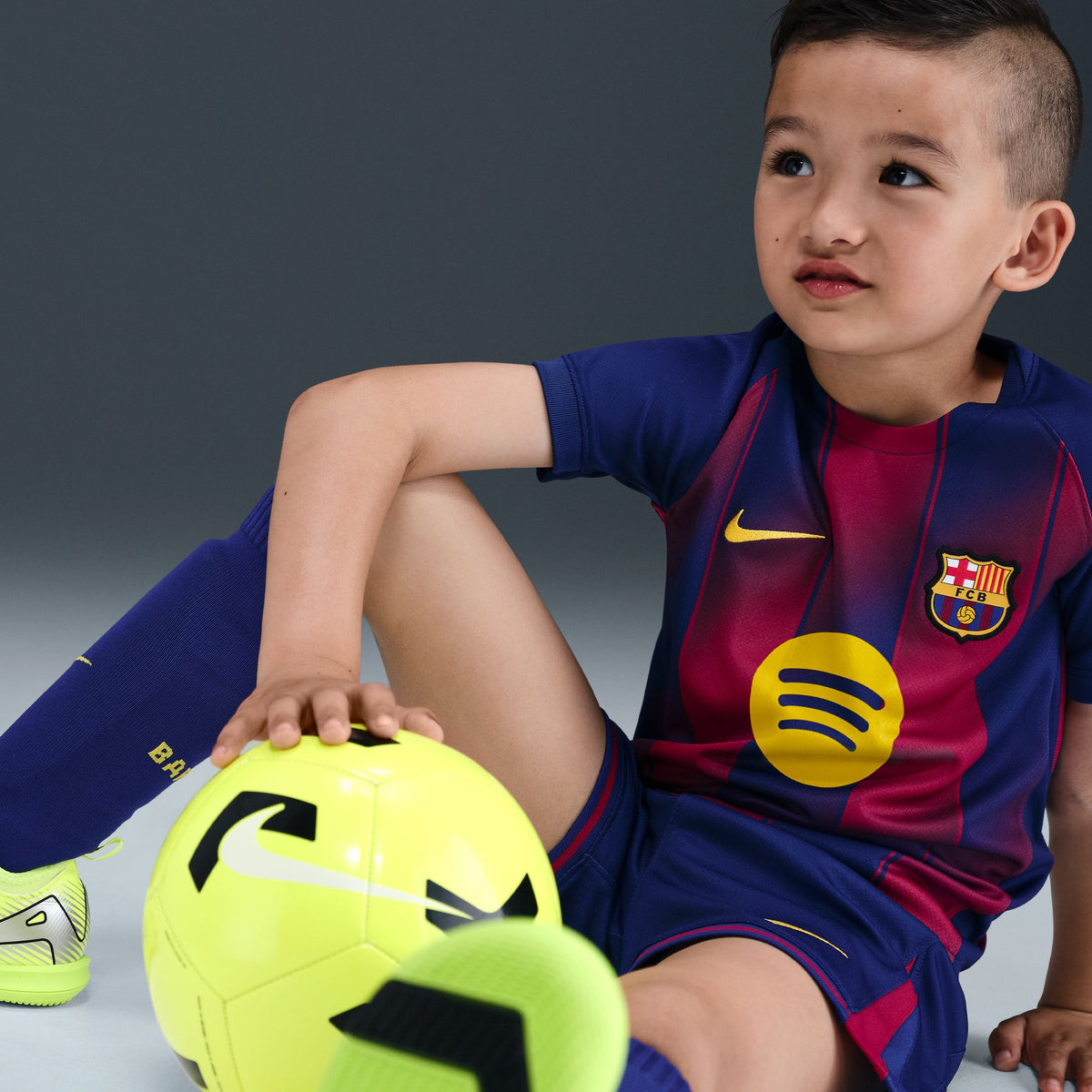 Nike FC Barcelona 2025/26 Stadium Home Little Kids' Soccer Replica 3-Piece Kit - HJ5619-456-NIKE by Nike | Available at Niky's Sports