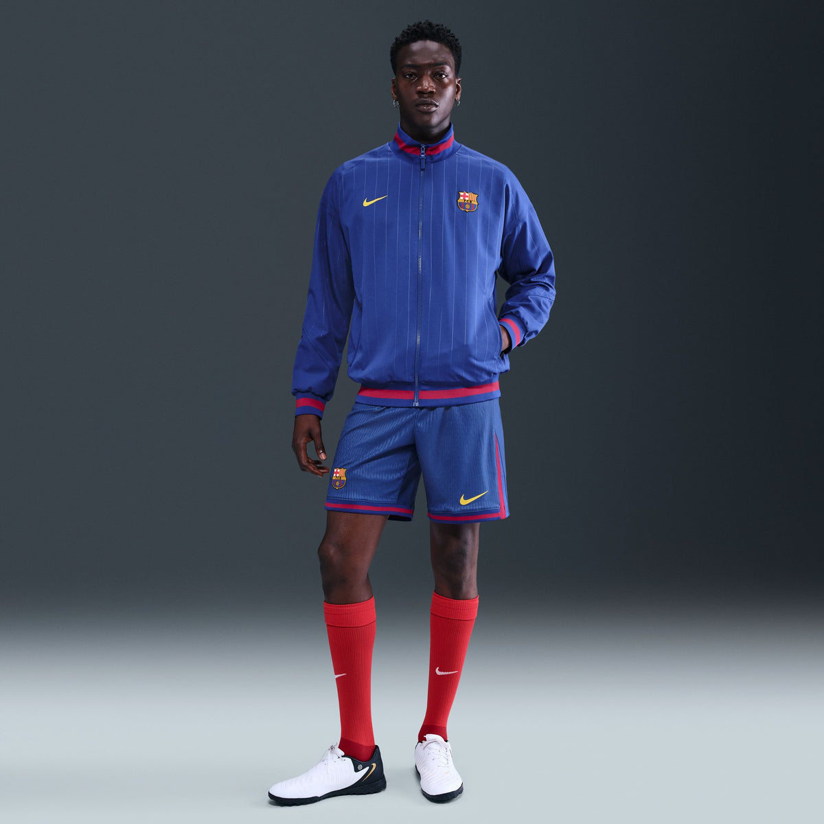 Nike FC Barcelona Strike Home Men&#39;s Dri-FIT Soccer Anthem Jacket - HJ6393-455-NIKE by Nike | Available at Niky&#39;s Sports