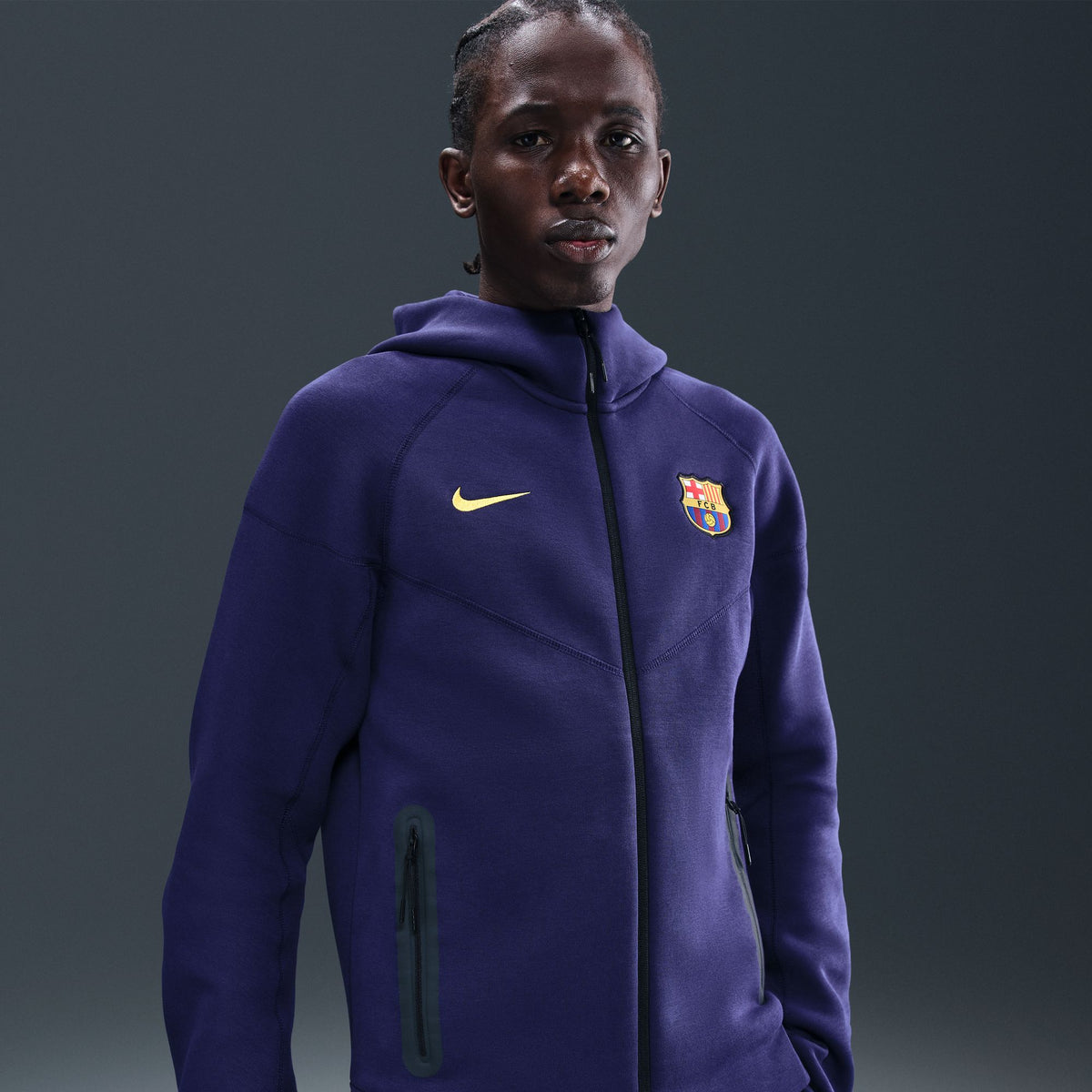 Nike FC Barcelona Tech Fleece FZ WR Hoodie - HJ6426-595-NIKE by Nike | Available at Niky's Sports
