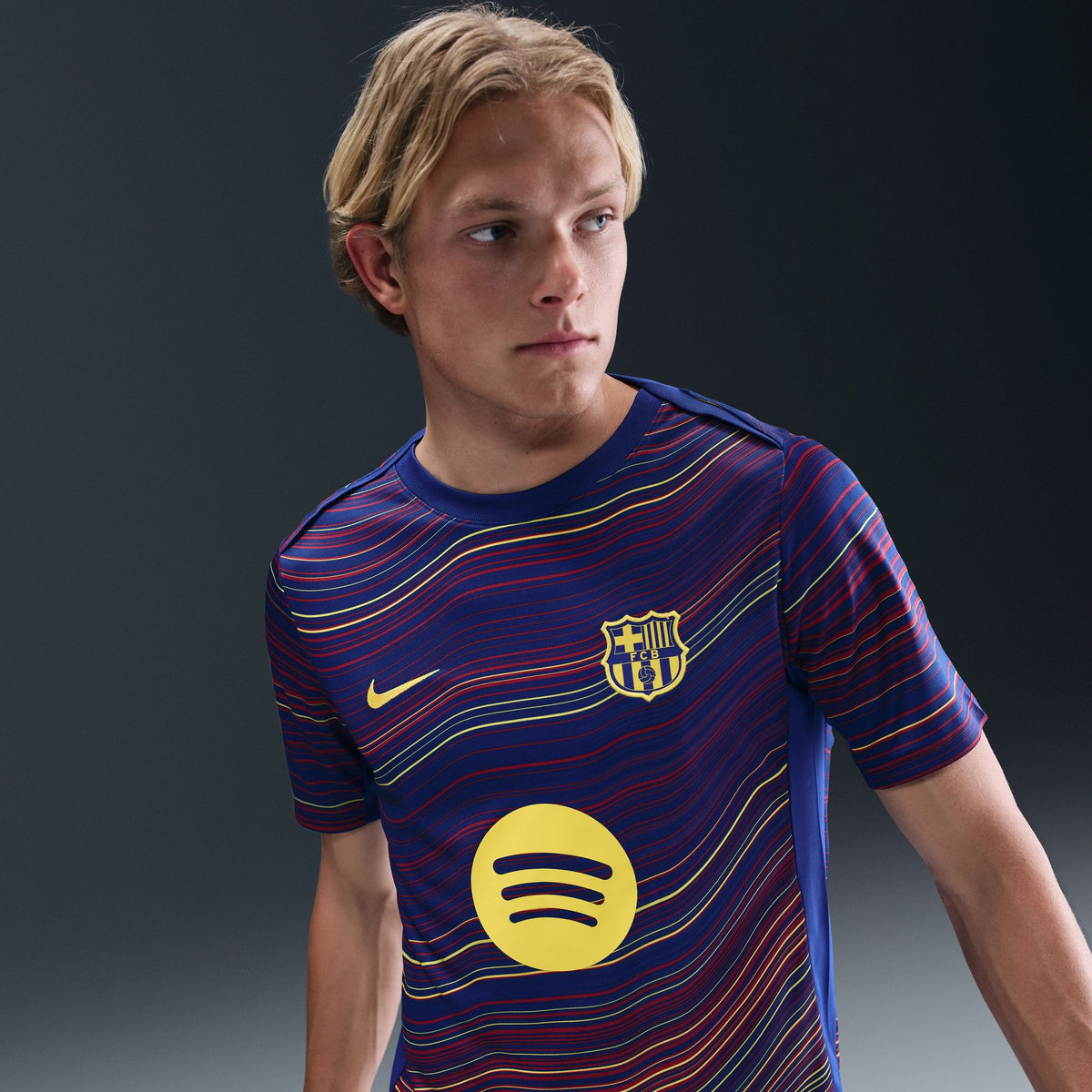 Nike FC Barcelona Academy Pro Home Men&#39;s Dri-FIT Soccer Pre-Match Short-Sleeve Top - HJ7142-456-NIKE by Nike | Available at Niky&#39;s Sports