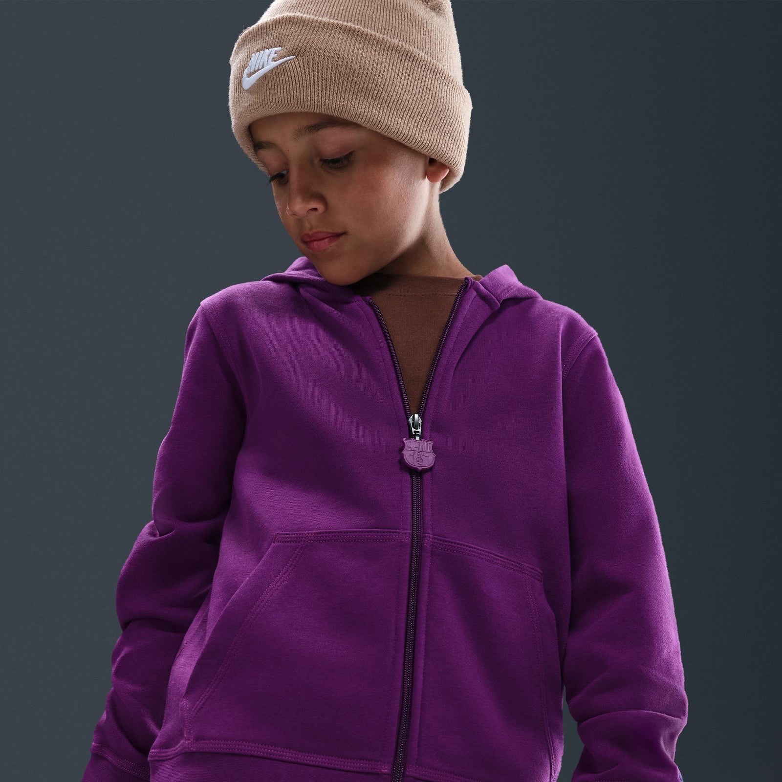 Nike FC Barcelona Club Big Kids' (Boys') Soccer Full-Zip Hoodie - HM3049-595-NIKE by Nike | Available at Niky's Sports