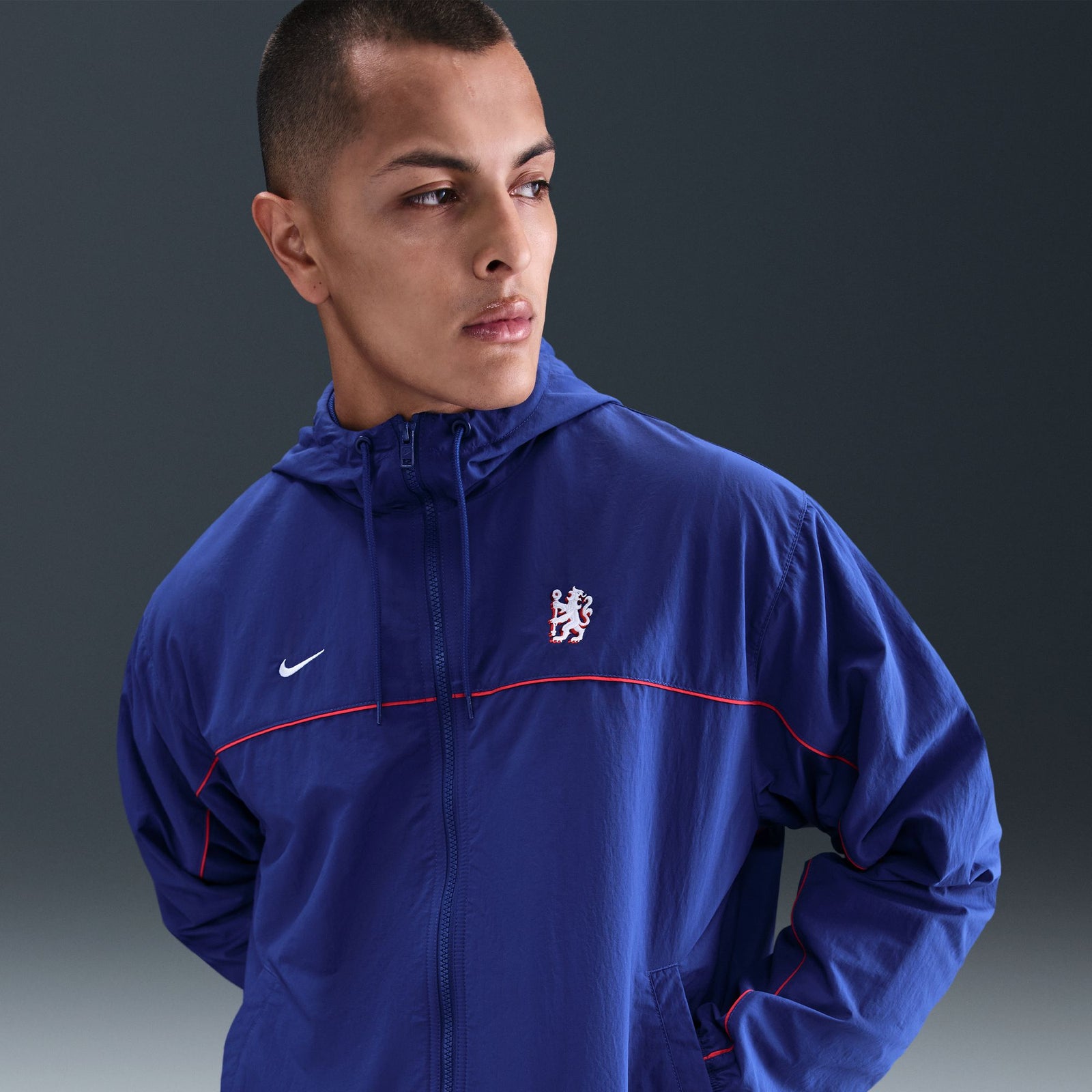 Nike Chelsea FC Club Men's Soccer Hooded Jacket - HM3122-495-NIKE by Nike | Available at Niky's Sports