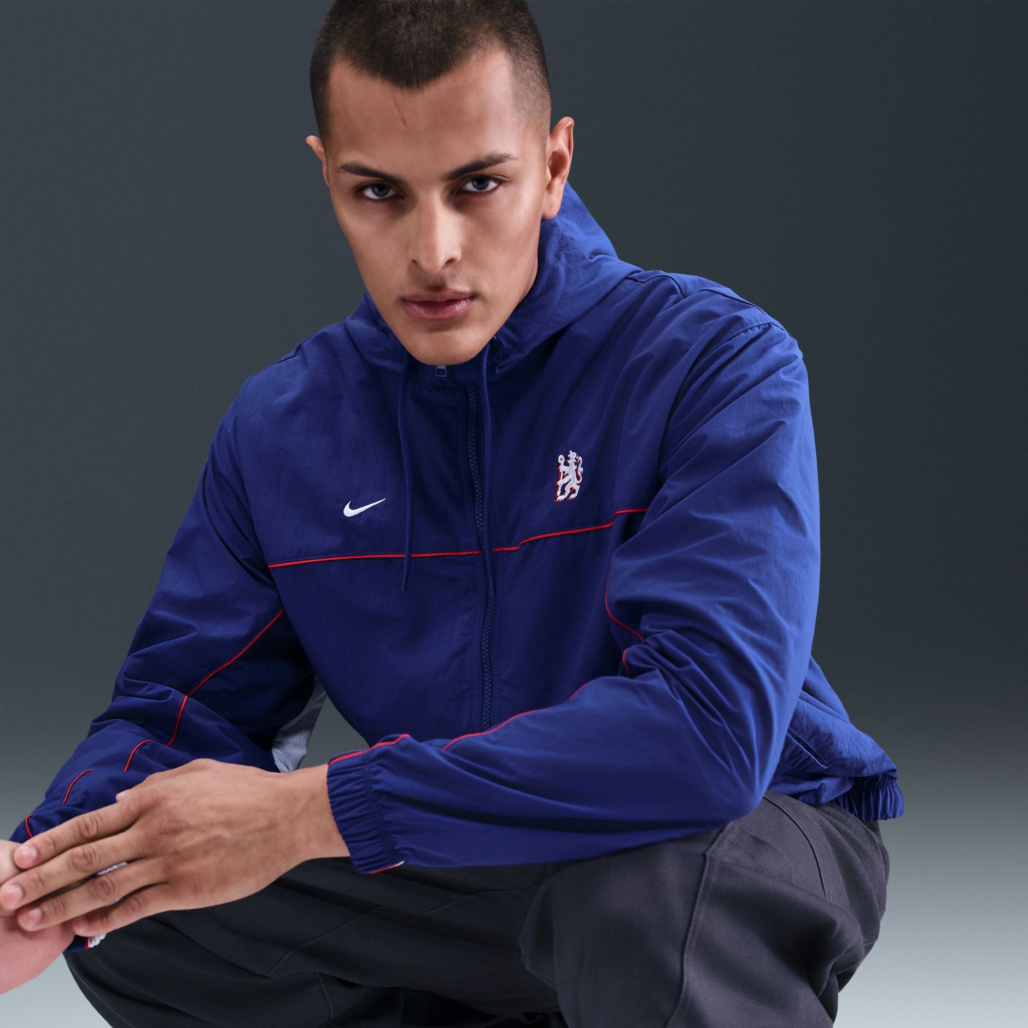 Nike Chelsea FC Club Men's Soccer Hooded Jacket - HM3122-495-NIKE by Nike | Available at Niky's Sports