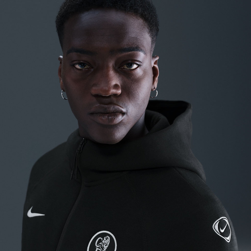 Nike Chelsea FC Tech Windrunner Men's Total 90 Soccer Fleece Full-Zip Jacket - HM3676-011-NIKE by Nike | Available at Niky's Sports