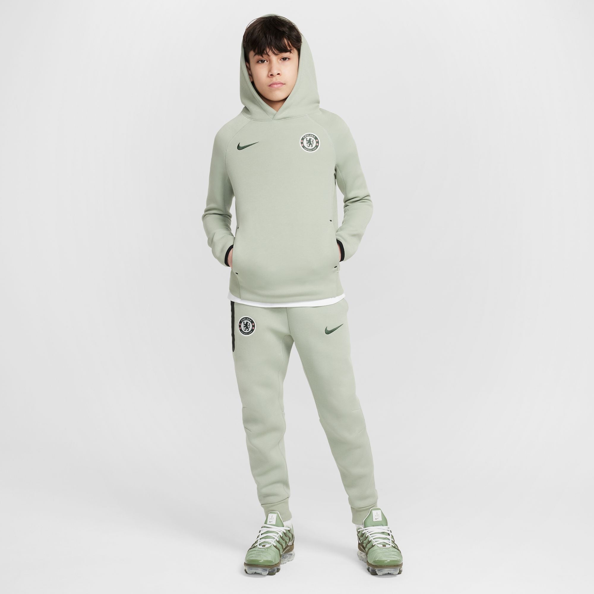 Nike Chelsea FC Tech Big Kids' (Boys') Soccer Fleece Pullover Hoodie - HM3736-370-NIKE by Nike | Available at Niky's Sports
