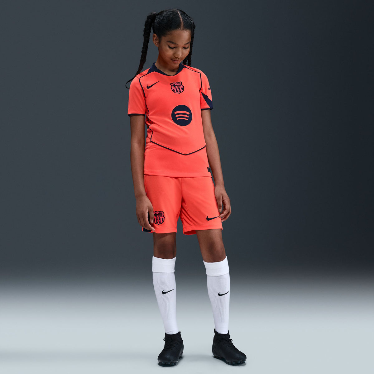 Nike FC Barcelona 2025/26 Stadium Third Big Kids&#39; Dri-FIT Total 90 Soccer Replica Jersey