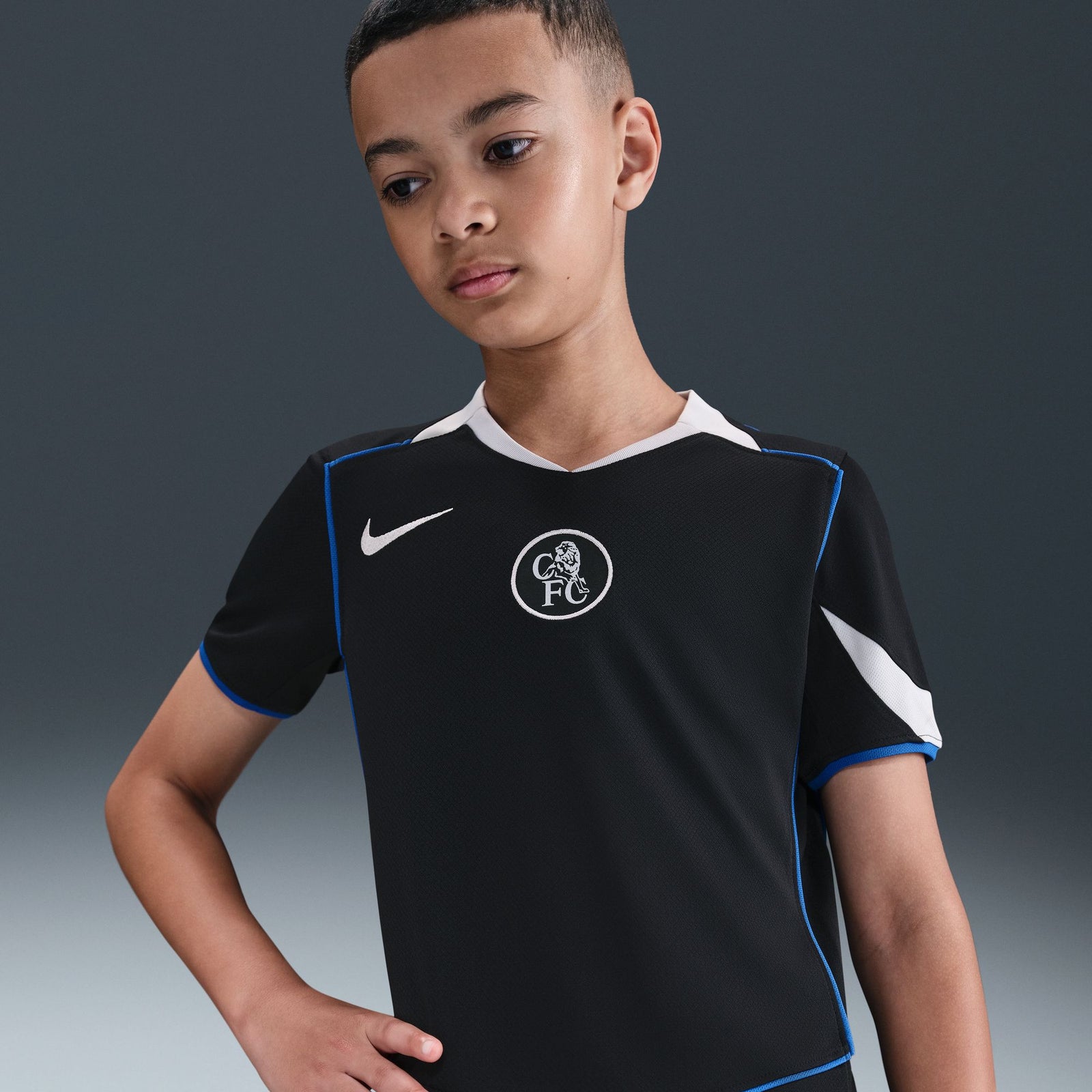 Nike Chelsea FC 2025/26 Stadium Third Big Kids' Dri-FIT Total 90 Soccer Replica Jersey - HM4123-011-NIKE by Nike | Available at Niky's Sports