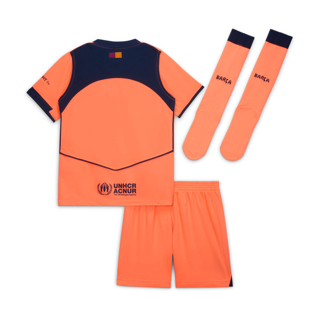 Nike FC Barcelona 2025/26 Stadium Third Little Kids' Dri-FIT Total 90 Soccer 3-Piece Kit - HM4134-855-NIKE by Nike | Available at Niky's Sports