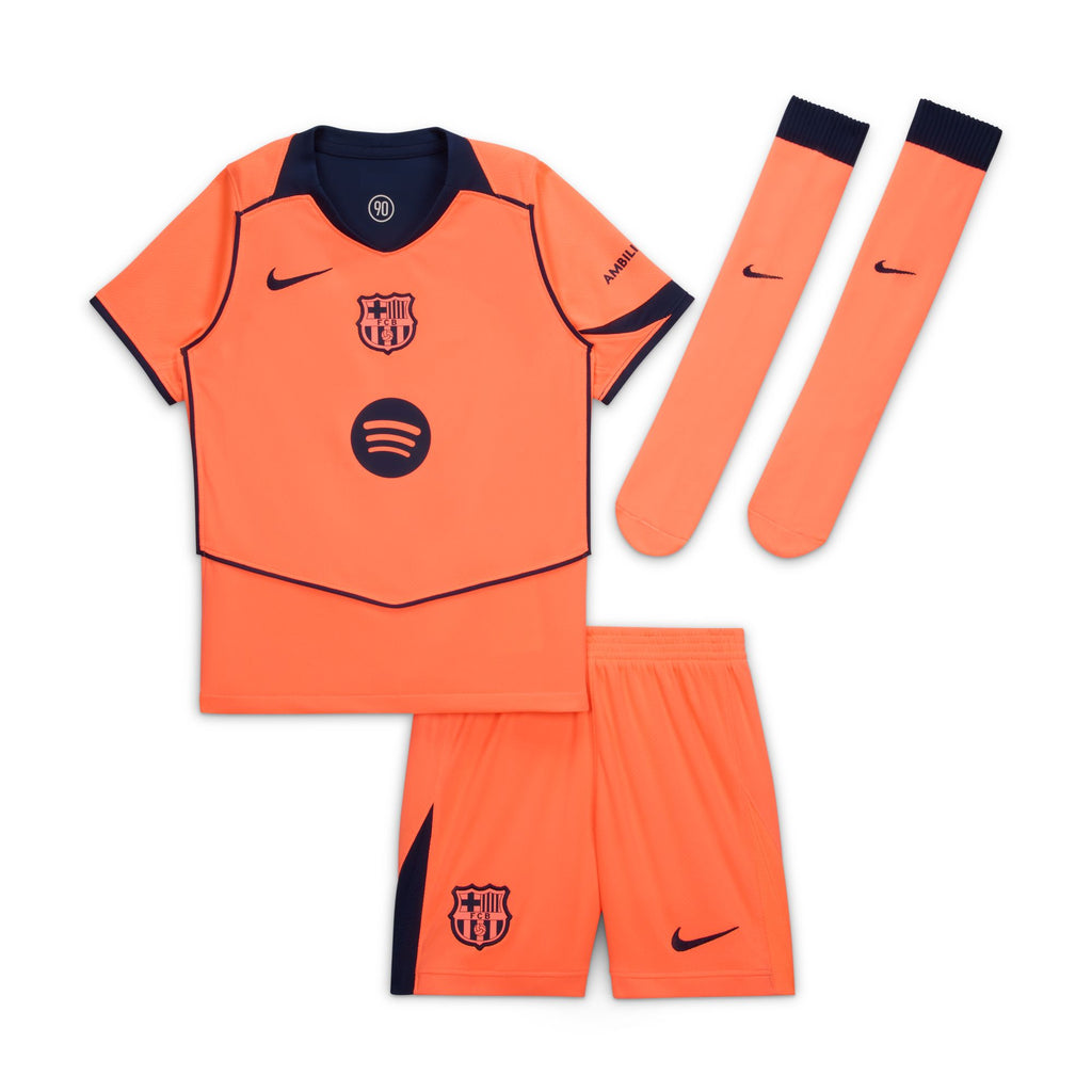Nike FC Barcelona 2025/26 Stadium Third Little Kids' Dri-FIT Total 90 Soccer 3-Piece Kit - HM4134-855-NIKE by Nike | Available at Niky's Sports