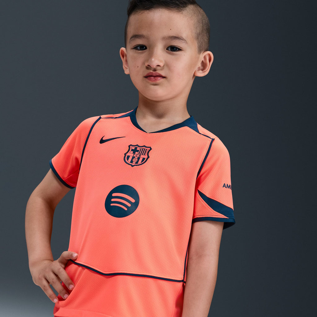 Nike FC Barcelona 2025/26 Stadium Third Little Kids' Dri-FIT Total 90 Soccer 3-Piece Kit - HM4134-855-NIKE by Nike | Available at Niky's Sports