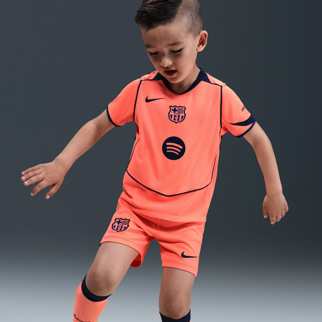 Nike FC Barcelona 2025/26 Stadium Third Little Kids' Dri-FIT Total 90 Soccer 3-Piece Kit - HM4134-855-NIKE by Nike | Available at Niky's Sports