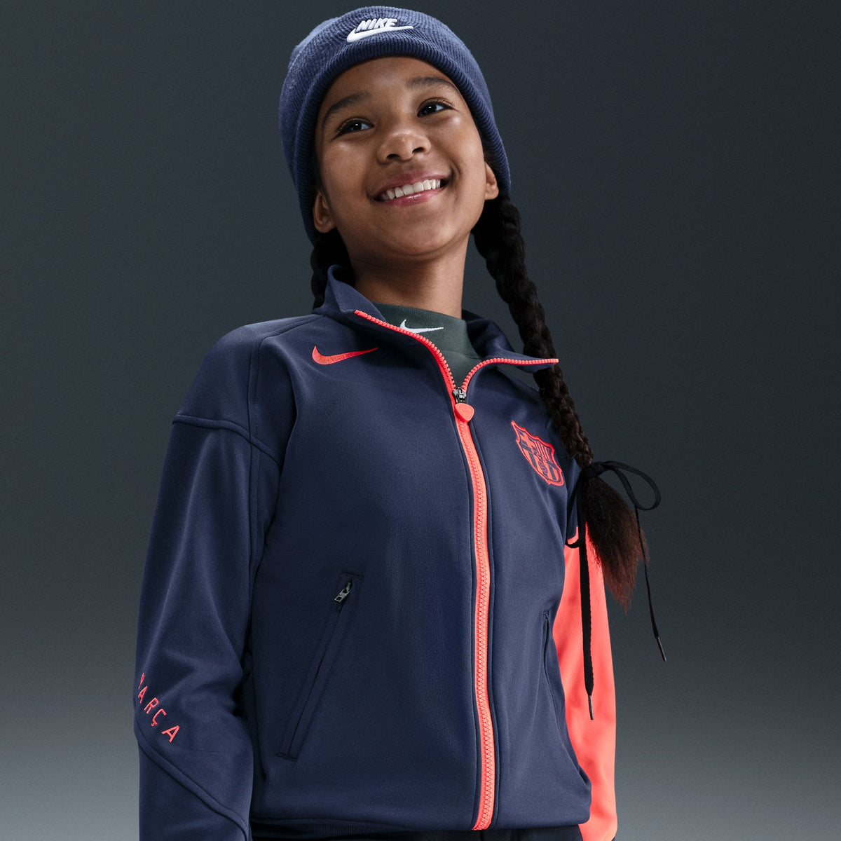 FC Barcelona Academy Pro Third Big Kids' Nike Dri-FIT Total 90 Soccer Anthem Jacket - HM4179-410-NIKE by Nike | Available at Niky's Sports
