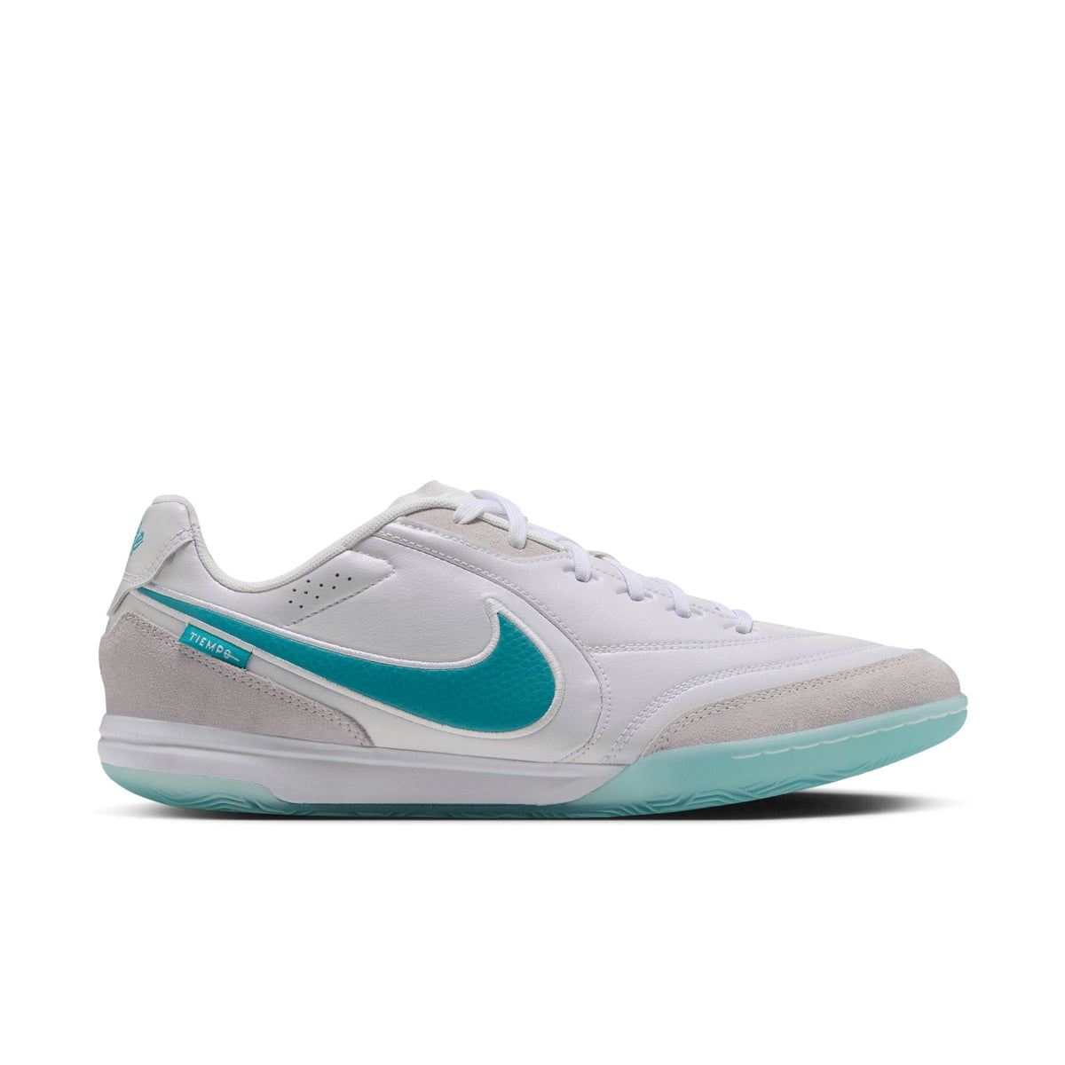 Nike Tiempo Streetgato Indoor Soccer Shoes – White / Dusty Cactus, opposite side view — HQ7017-100
