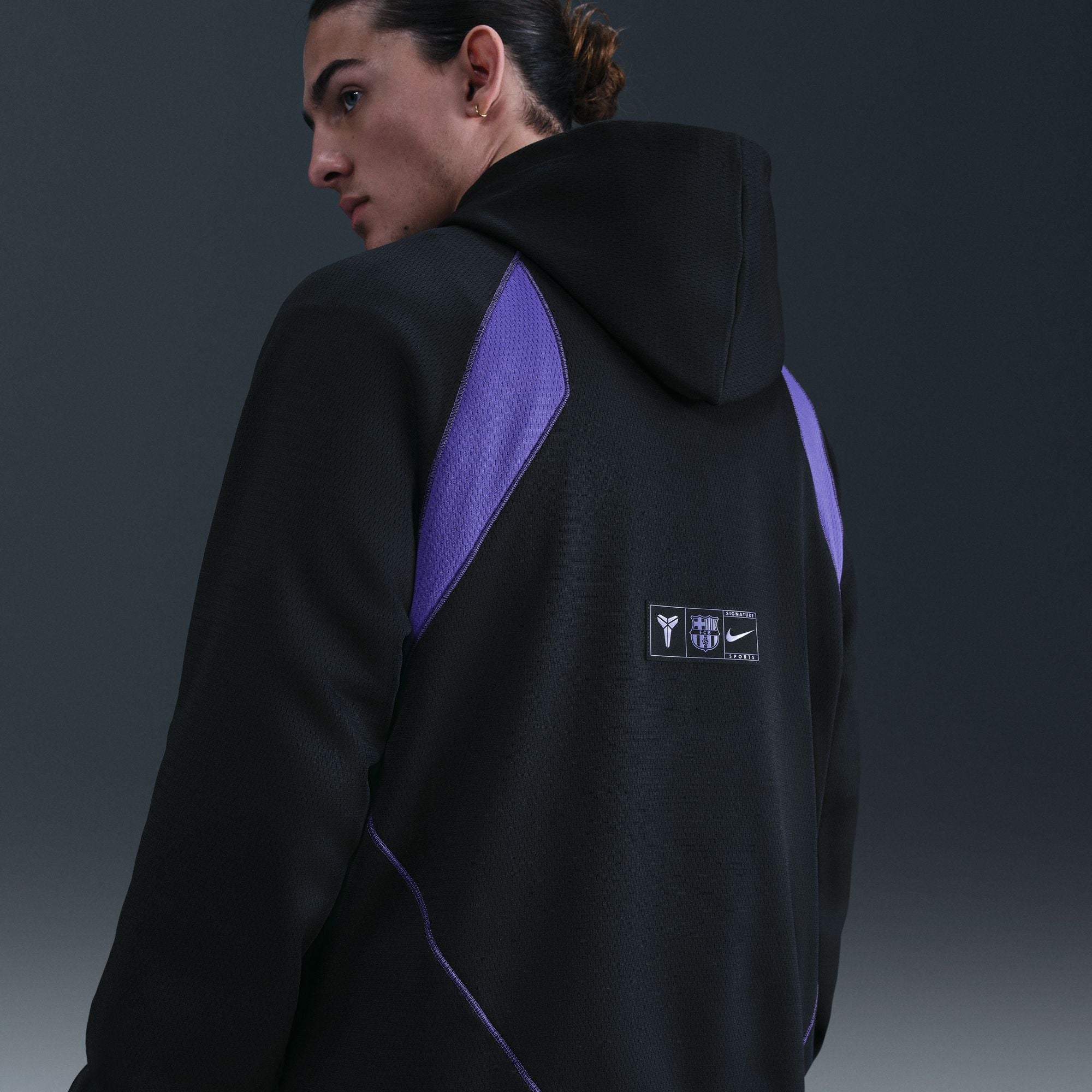 Nike FC Barcelona Away Kobe Therma-FIT Soccer Pullover Hoodie - HQ9608-010-NIKE by Nike | Available at Niky's Sports