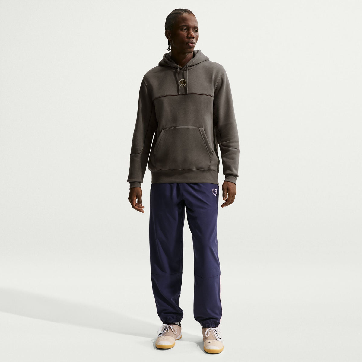 Nike Club Total 90 Men's Soccer Pullover Hoodie - Ironstone - full front view