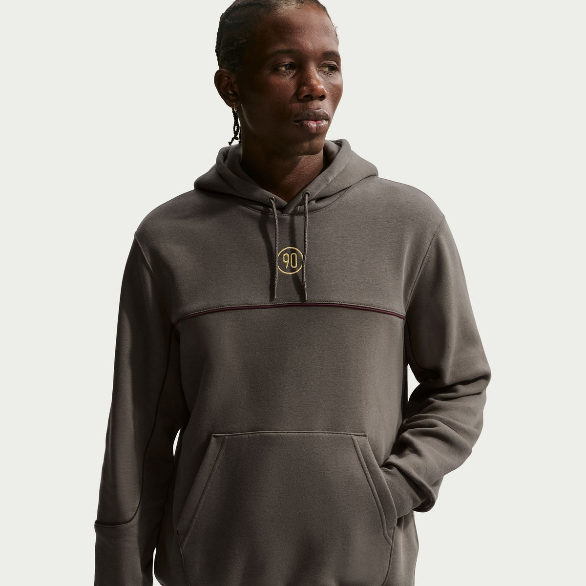 Nike Club Total 90 Men's Soccer Pullover Hoodie - Ironstone - front hoodie view
