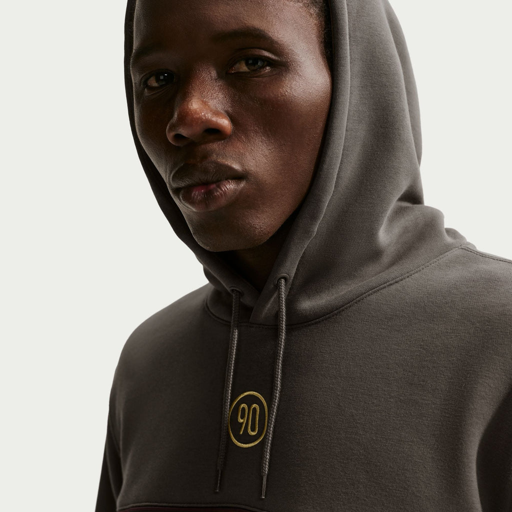 Nike Club Total 90 Men's Soccer Pullover Hoodie - Ironstone - embroidered logo detail