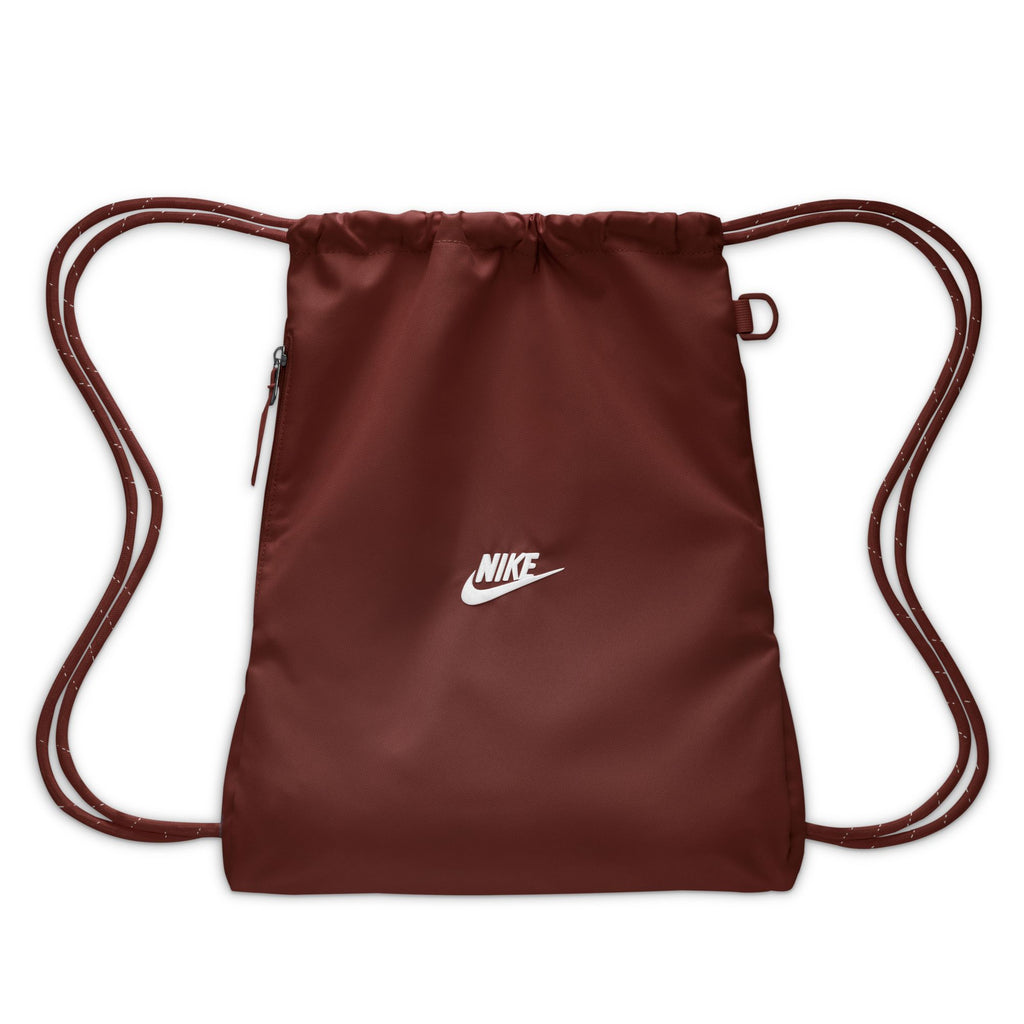 Nike Heritage 2.0 Drawstring Bag (12L), Mystic Dates/White, front view — IB4356-658