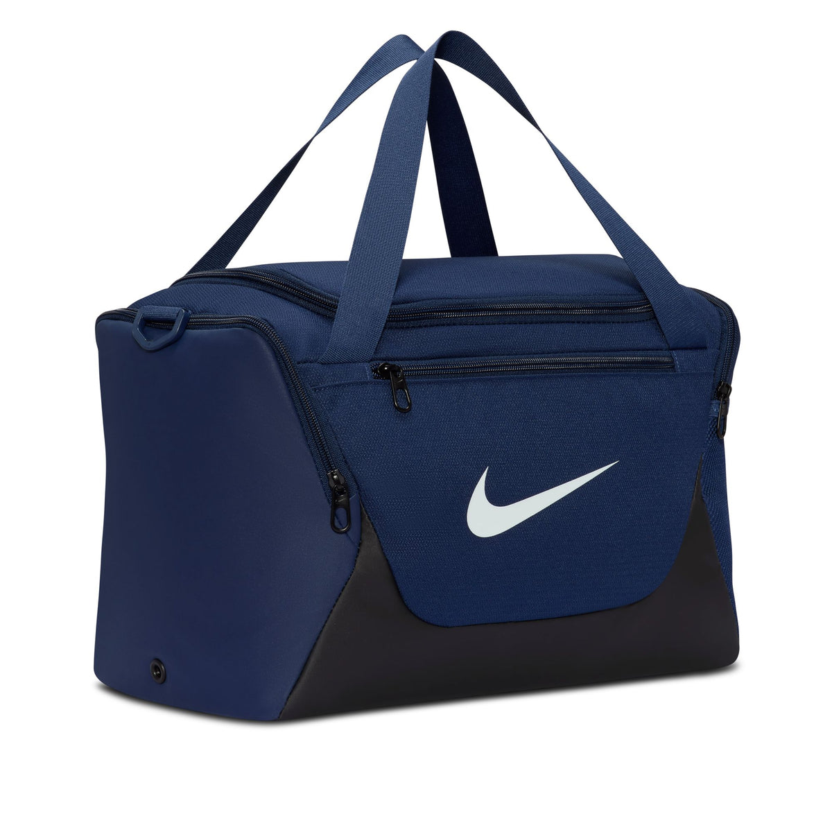 Nike Brasilia extra small 24L duffel bag in Midnight Navy, angled front view