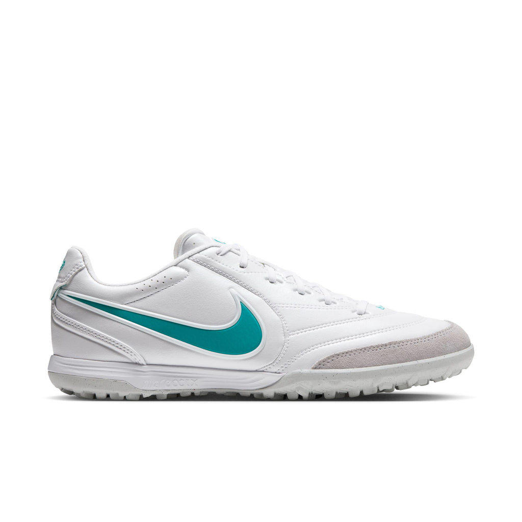 Nike Tiempo Ligera Pro turf soccer shoes in White/Dusty Cactus, opposite side view — IB4477-102