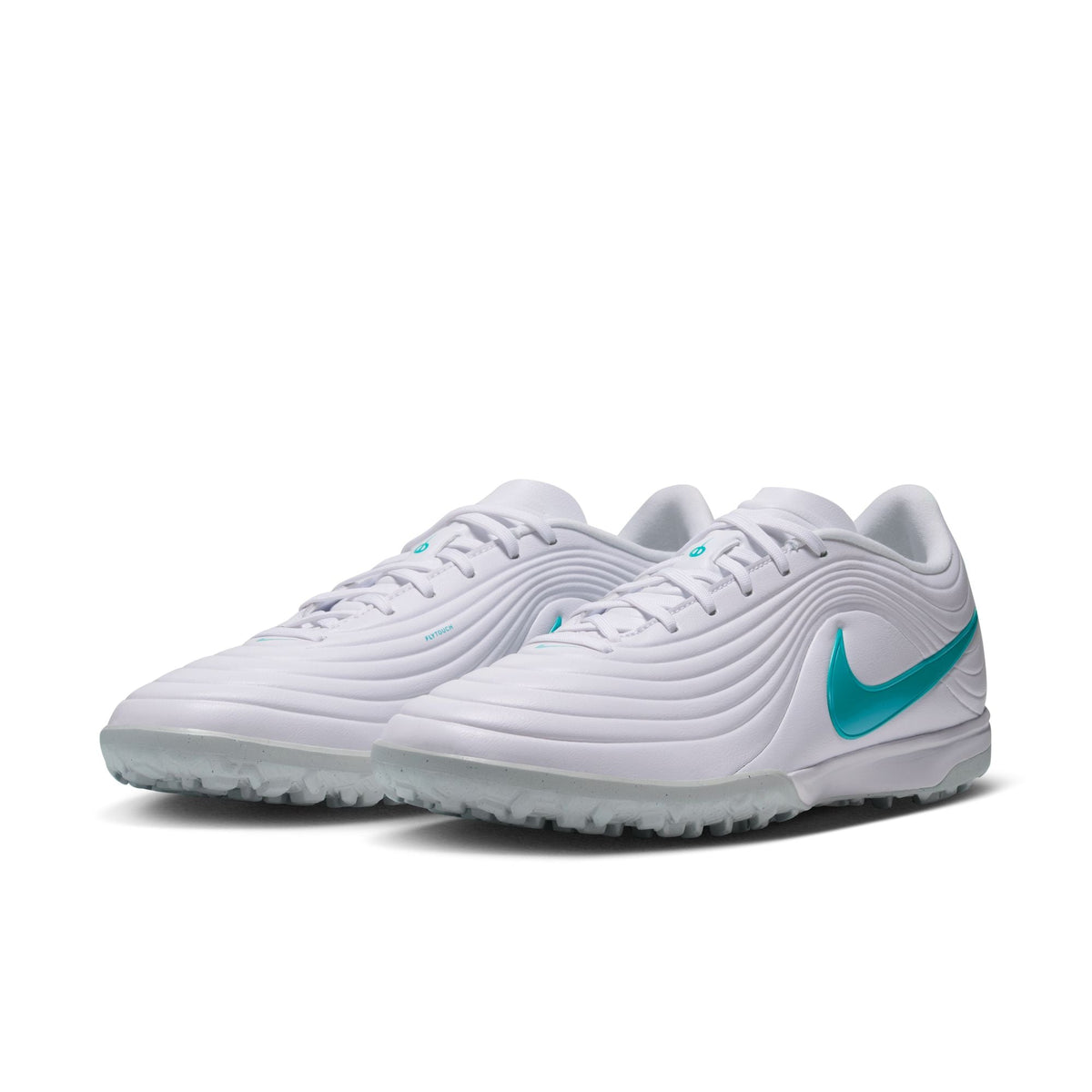 Nike Tiempo Maestro Academy Turf in White/Dusty Cactus – angled pair view