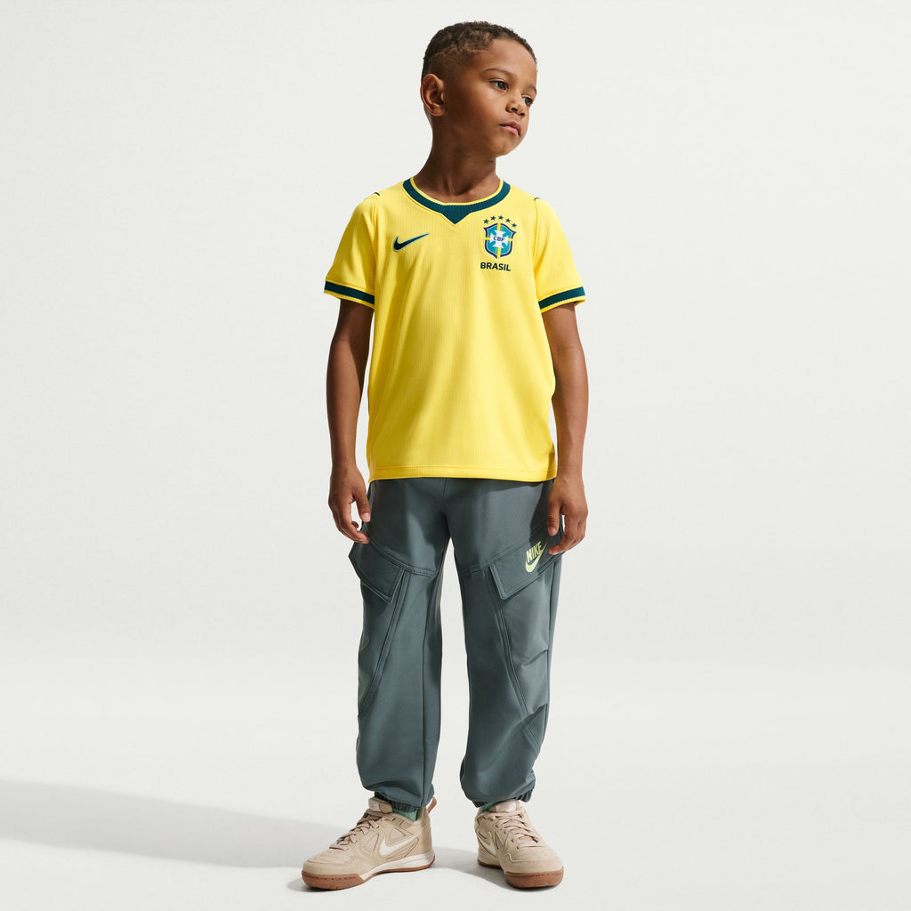Nike Brazil 2026 Stadium Home Little Kids' Nike Dri-FIT Soccer Replica Jersey - IB4549-724-NIKE by Nike | Available at Niky's Sports