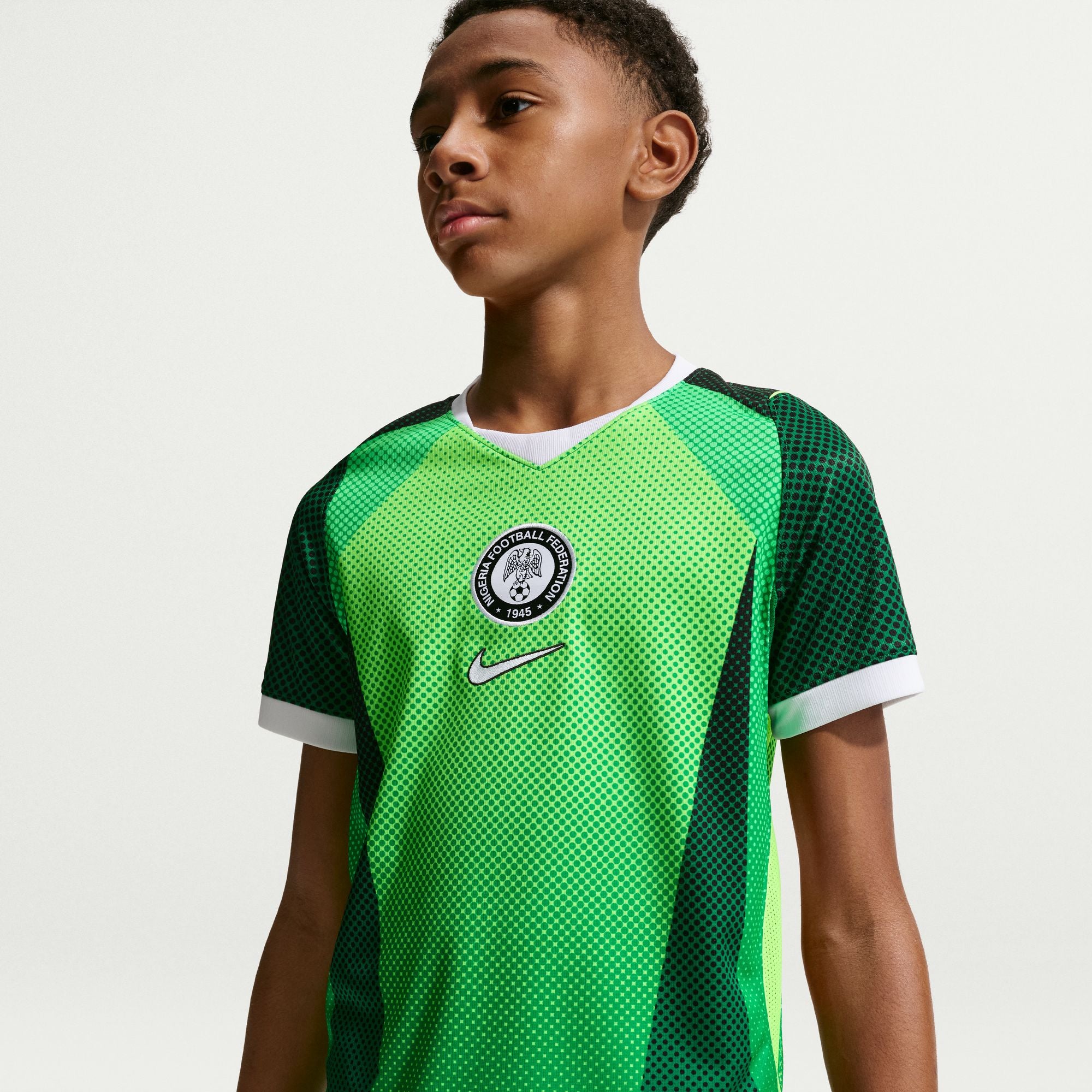 Nike Nigeria 2026 Stadium Home Big Kids' Nike Dri-FIT Soccer Short-Sleeve Jersey - IB5139-302-NIKE by Nike | Available at Niky's Sports
