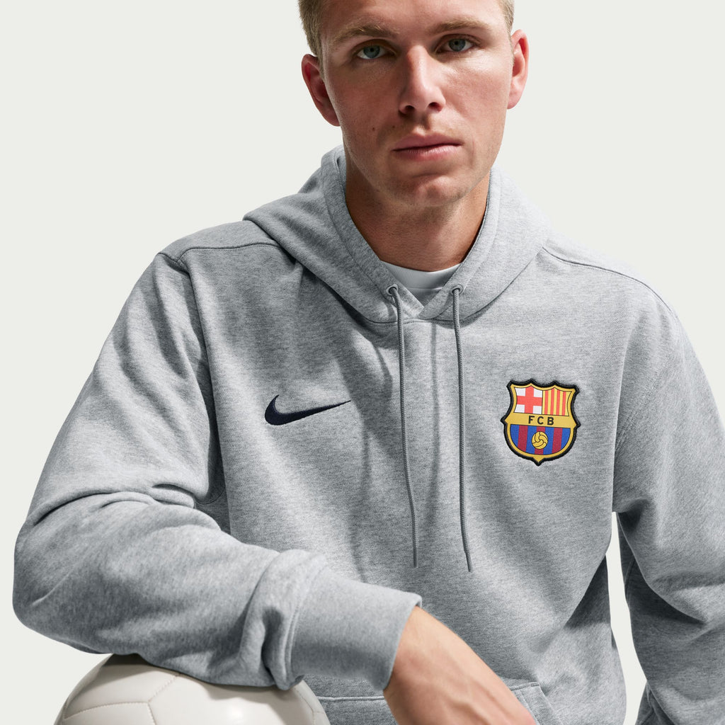 Nike  FC Barcelona Club Men's Nike Soccer French Terry Pullover Hoodie - II3414-063-NIKE by Nike | Available at Niky's Sports