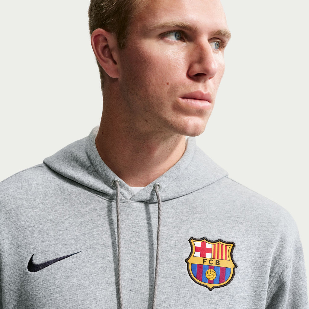 Nike  FC Barcelona Club Men's Nike Soccer French Terry Pullover Hoodie - II3414-063-NIKE by Nike | Available at Niky's Sports